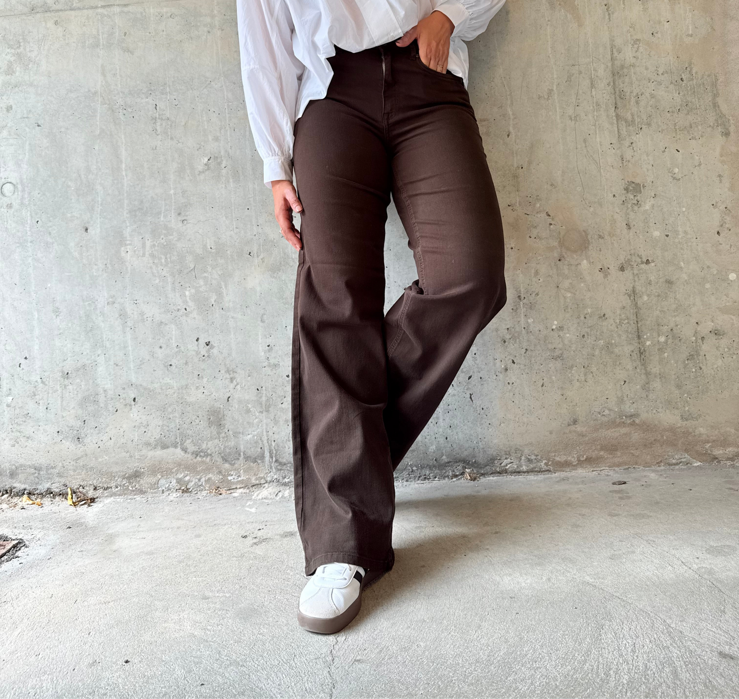 ONLMADISON BLUSH HW WIDE BROWN DNM CRO11