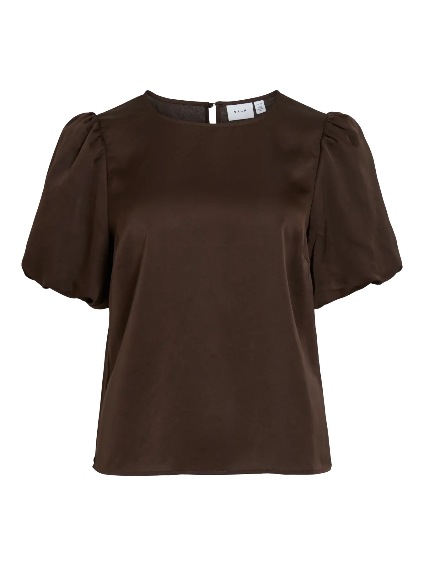 VIELLETTE 2/4 SATIN PUFF TOP COFFEE BEAN