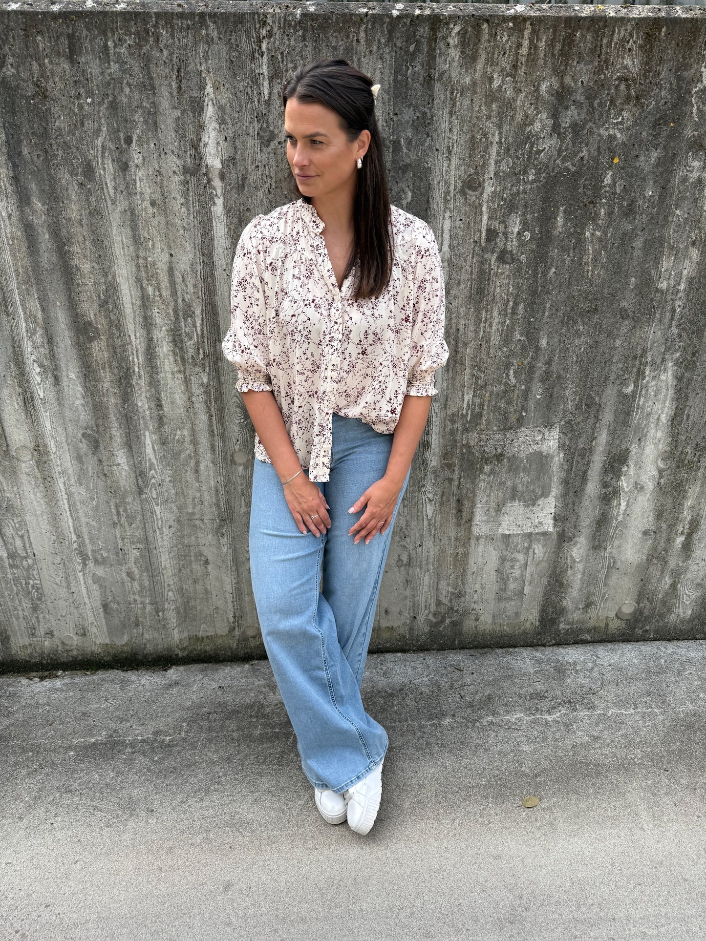 ONLRAYA 3/4 SHIRT ZINFANDEL FLOWER