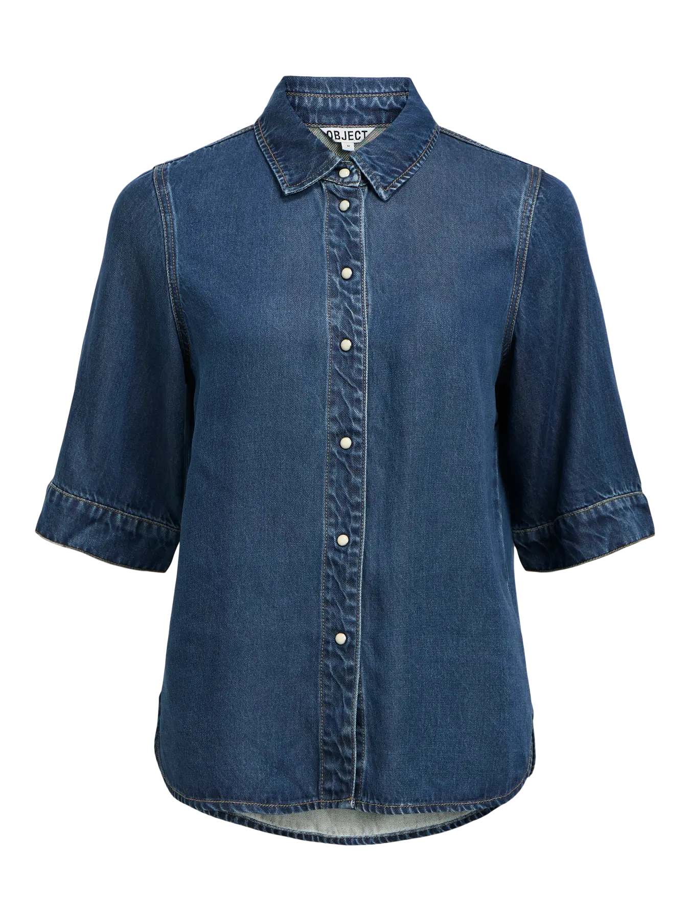 OBJFRAME 2/4 RE DENIM TOP DARK BLUE RINSE