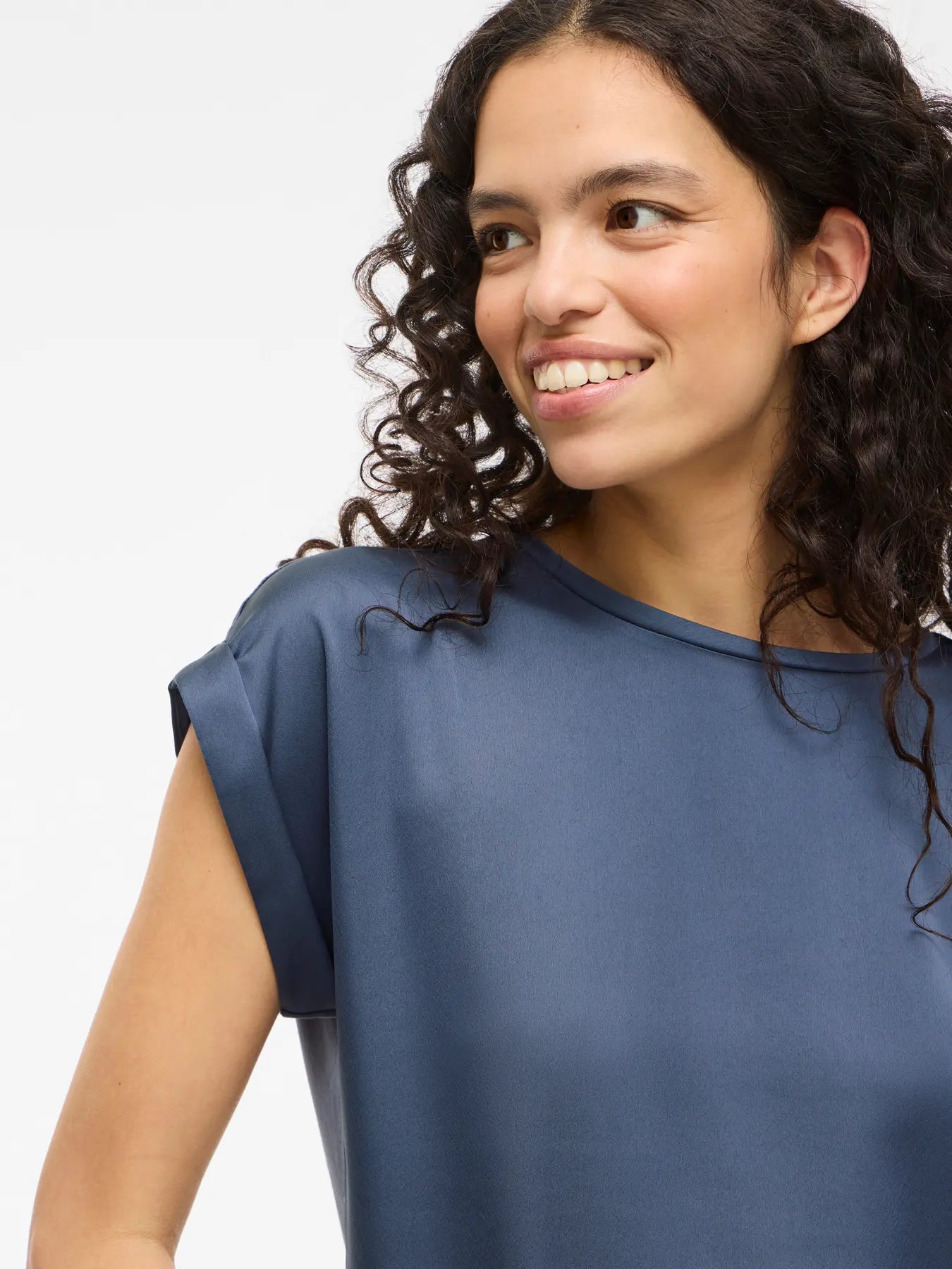 VIELLETTE S/S SATIN TOP VINTAGE INDIGO