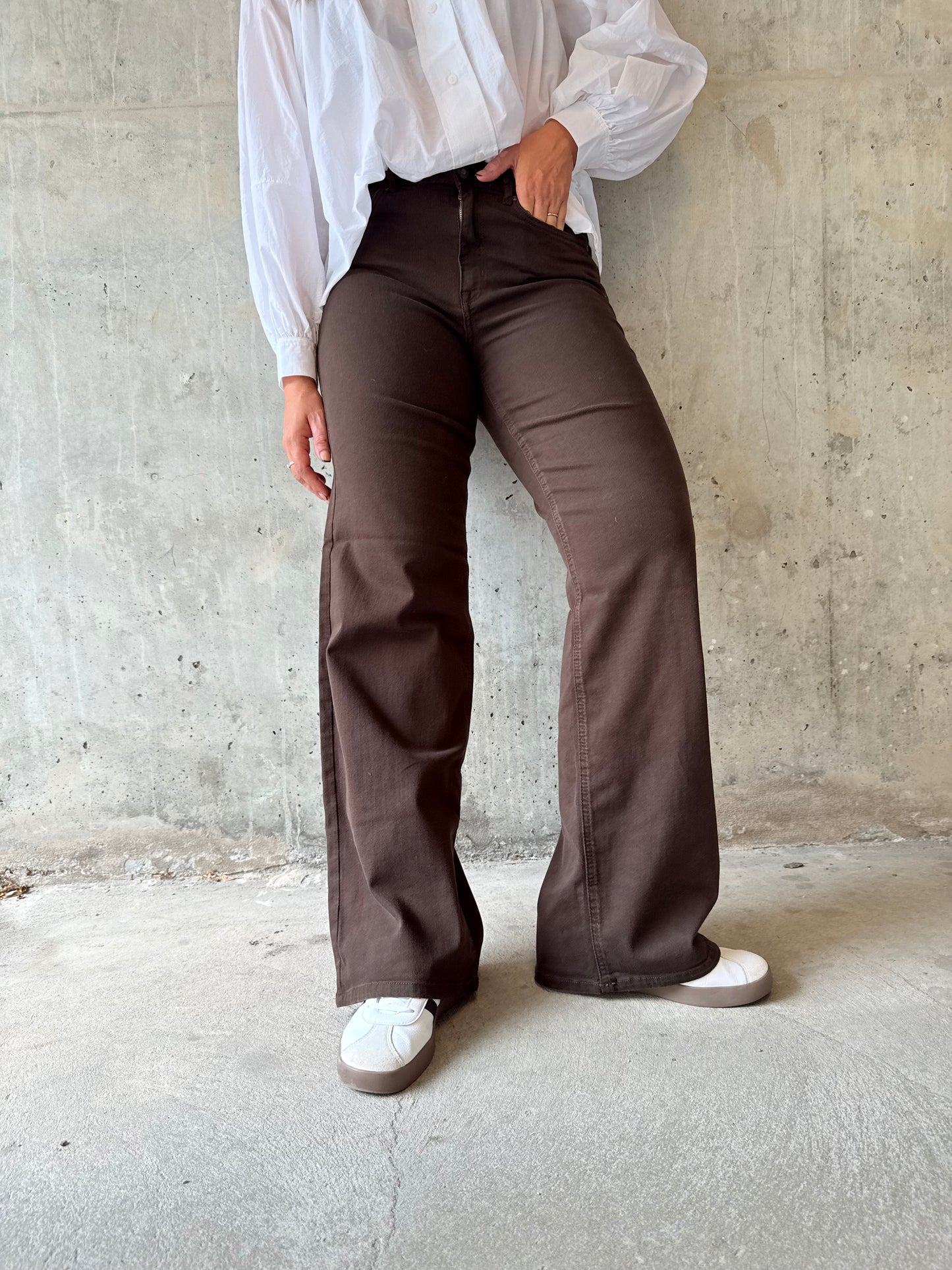 ONLMADISON BLUSH HW WIDE BROWN DNM CRO11