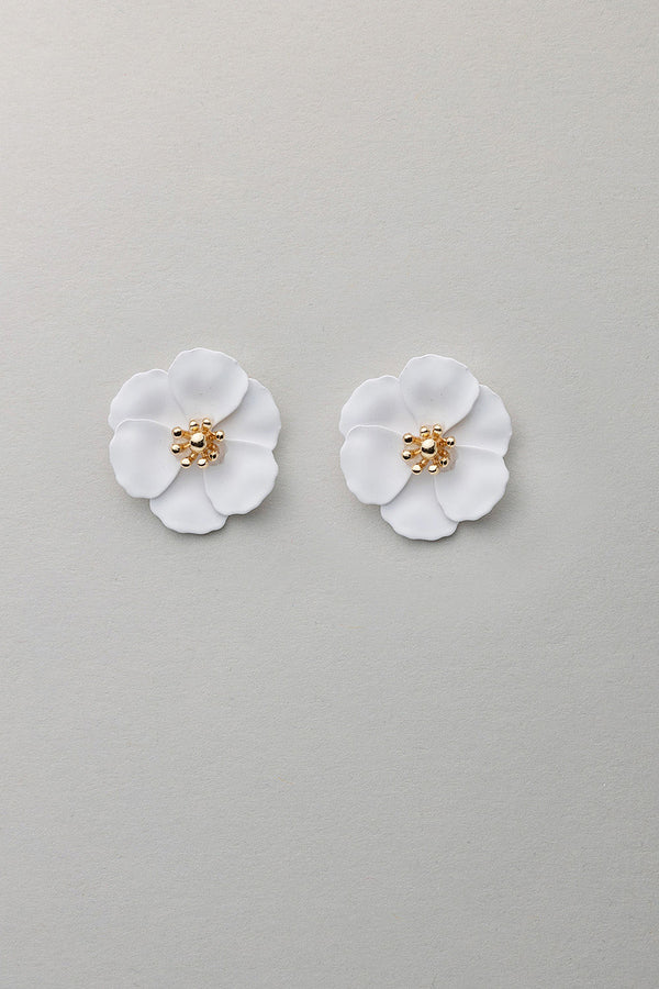 Flower Small Earrings Mat White
