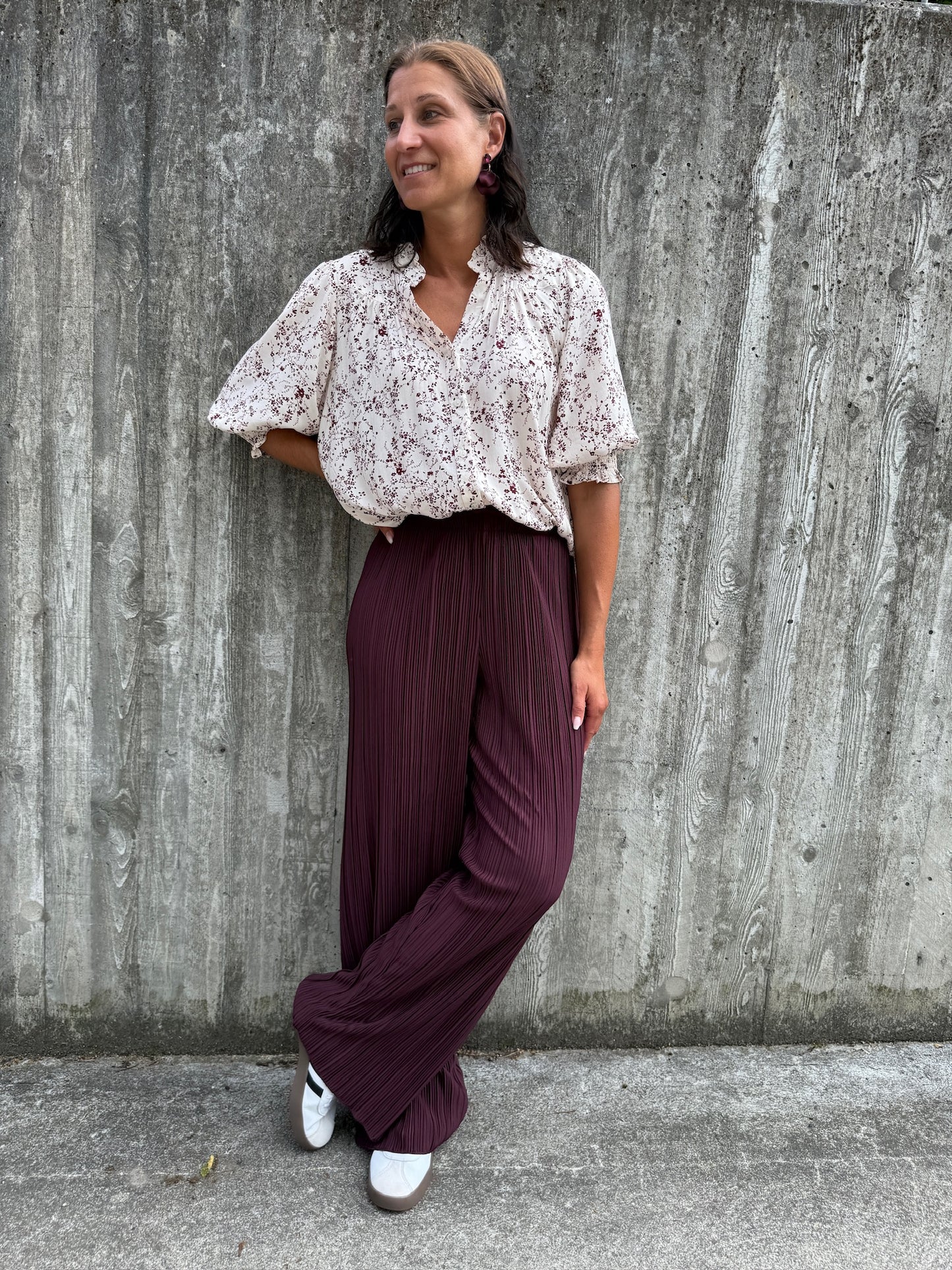 ONLRAYA 3/4 SHIRT ZINFANDEL FLOWER