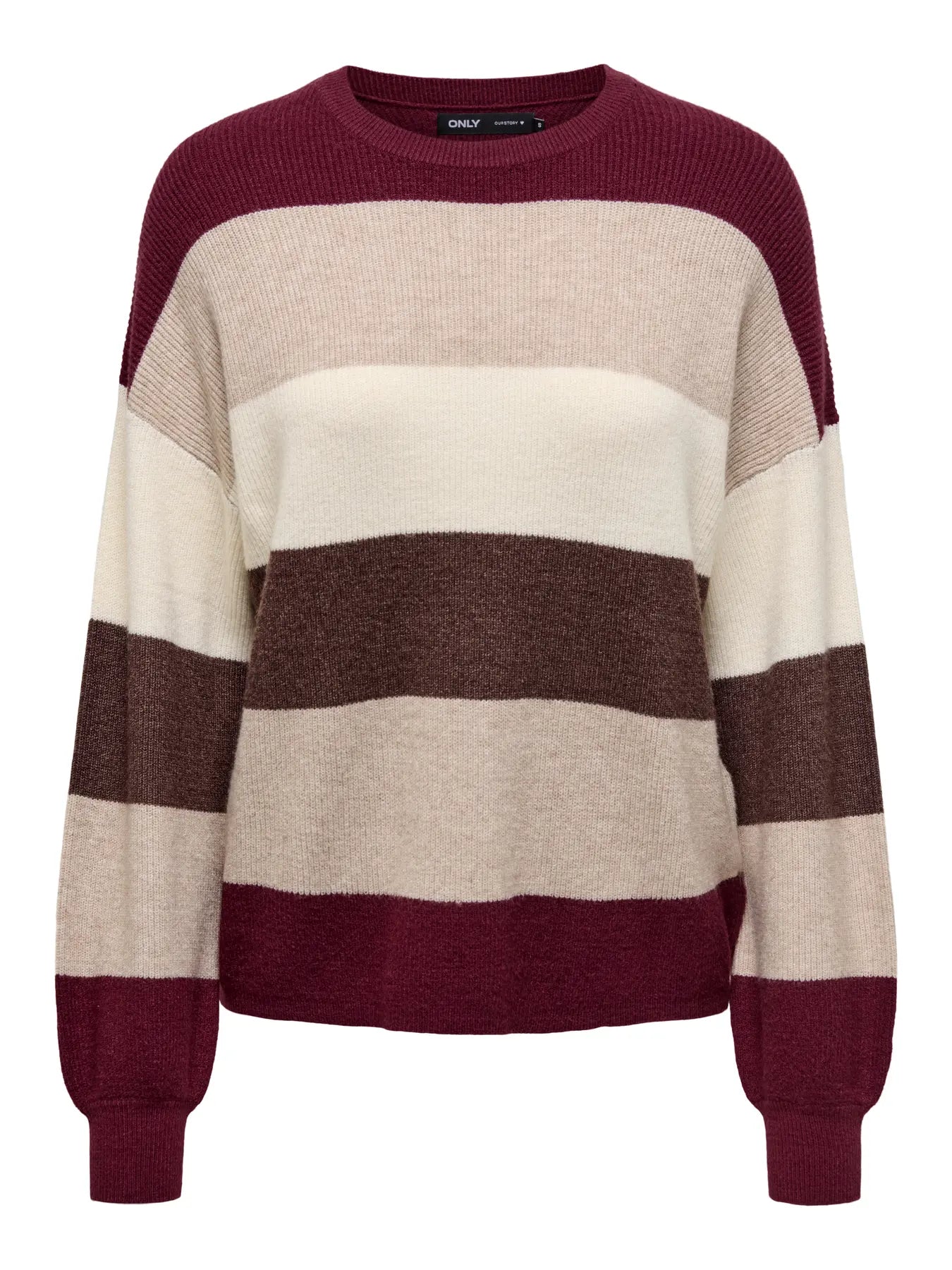 ONLATIA L/S STRIPE PULLOVER ZINFANDEL
