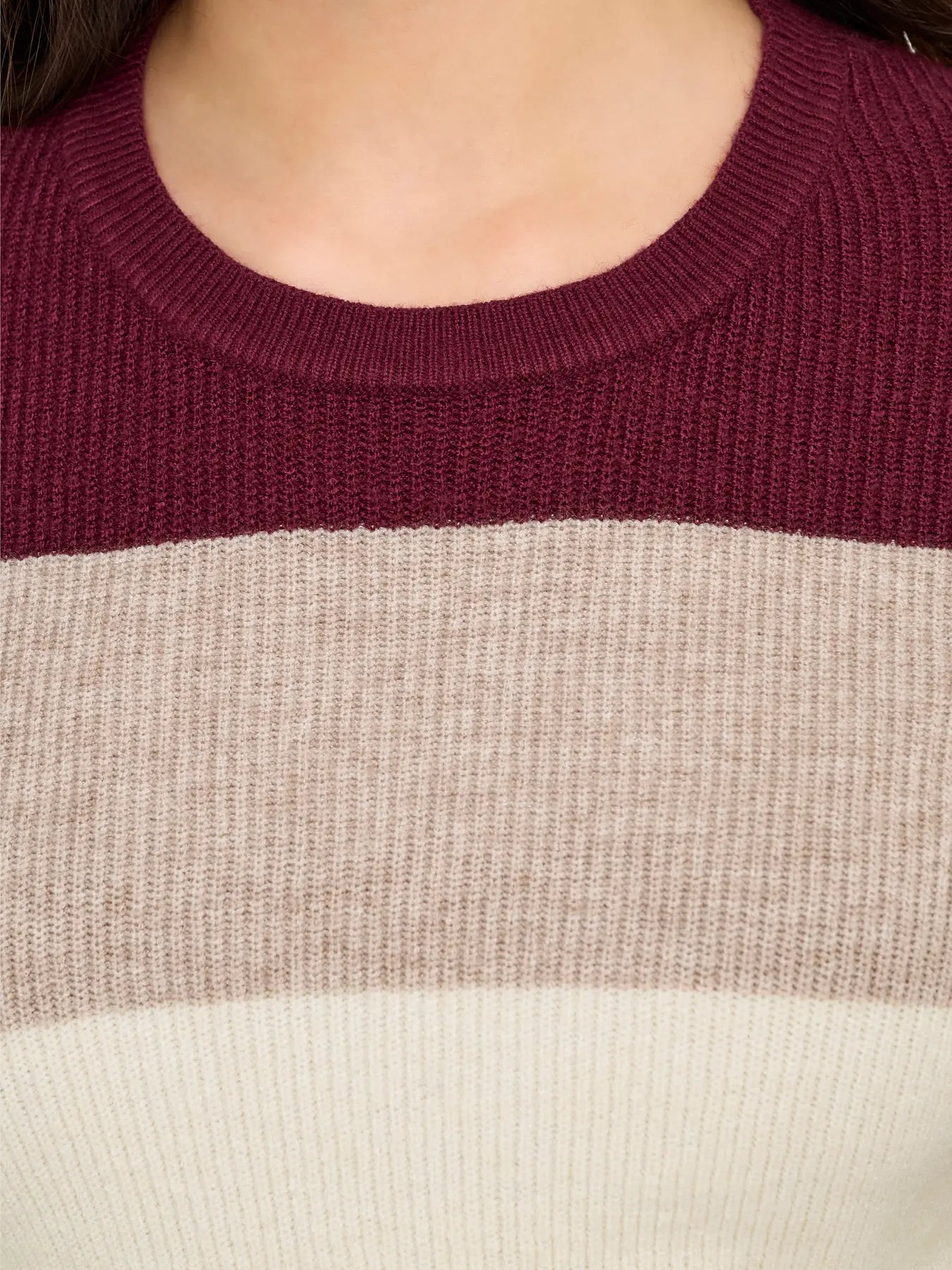 ONLATIA L/S STRIPE PULLOVER ZINFANDEL