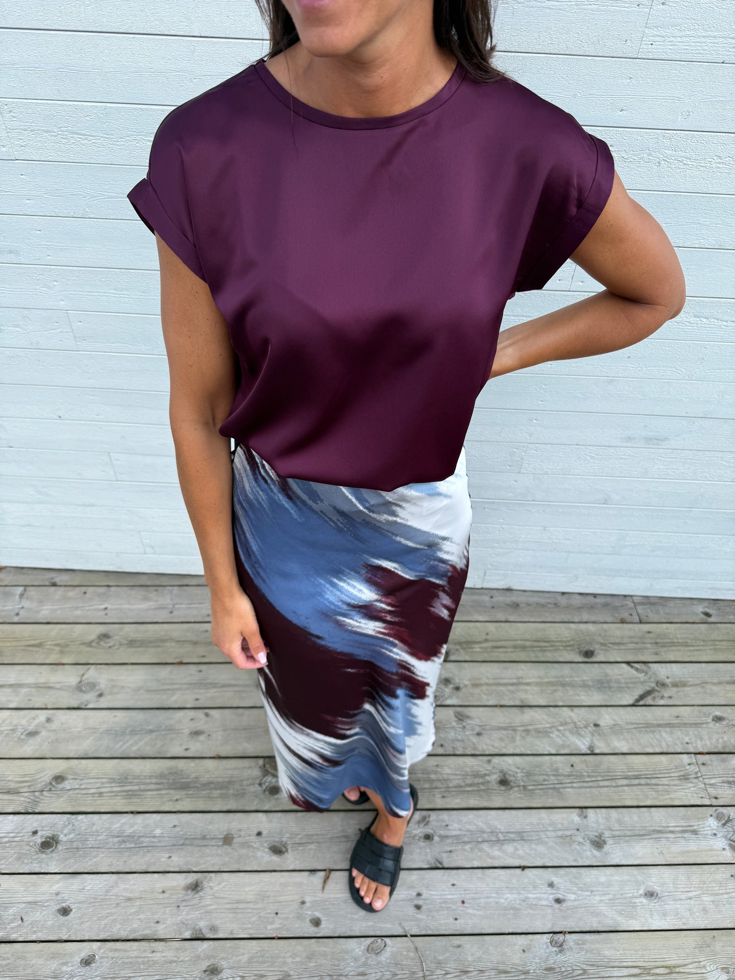 VIELLETTE S/S SATIN TOP FIG