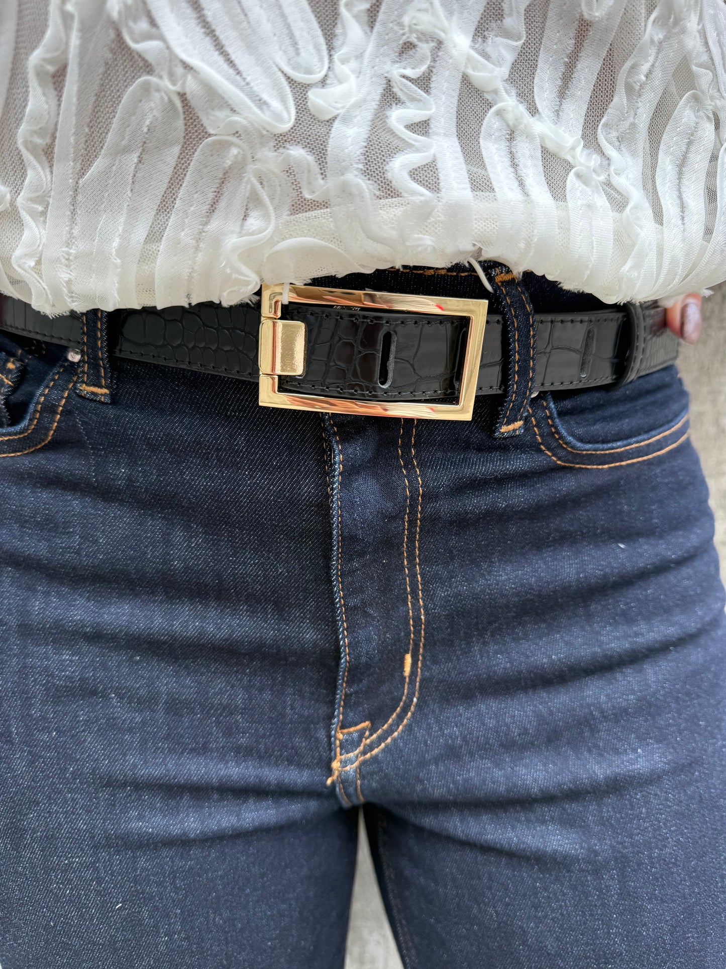 ONLASTA CROCO PU JEANS BELT BLACK
