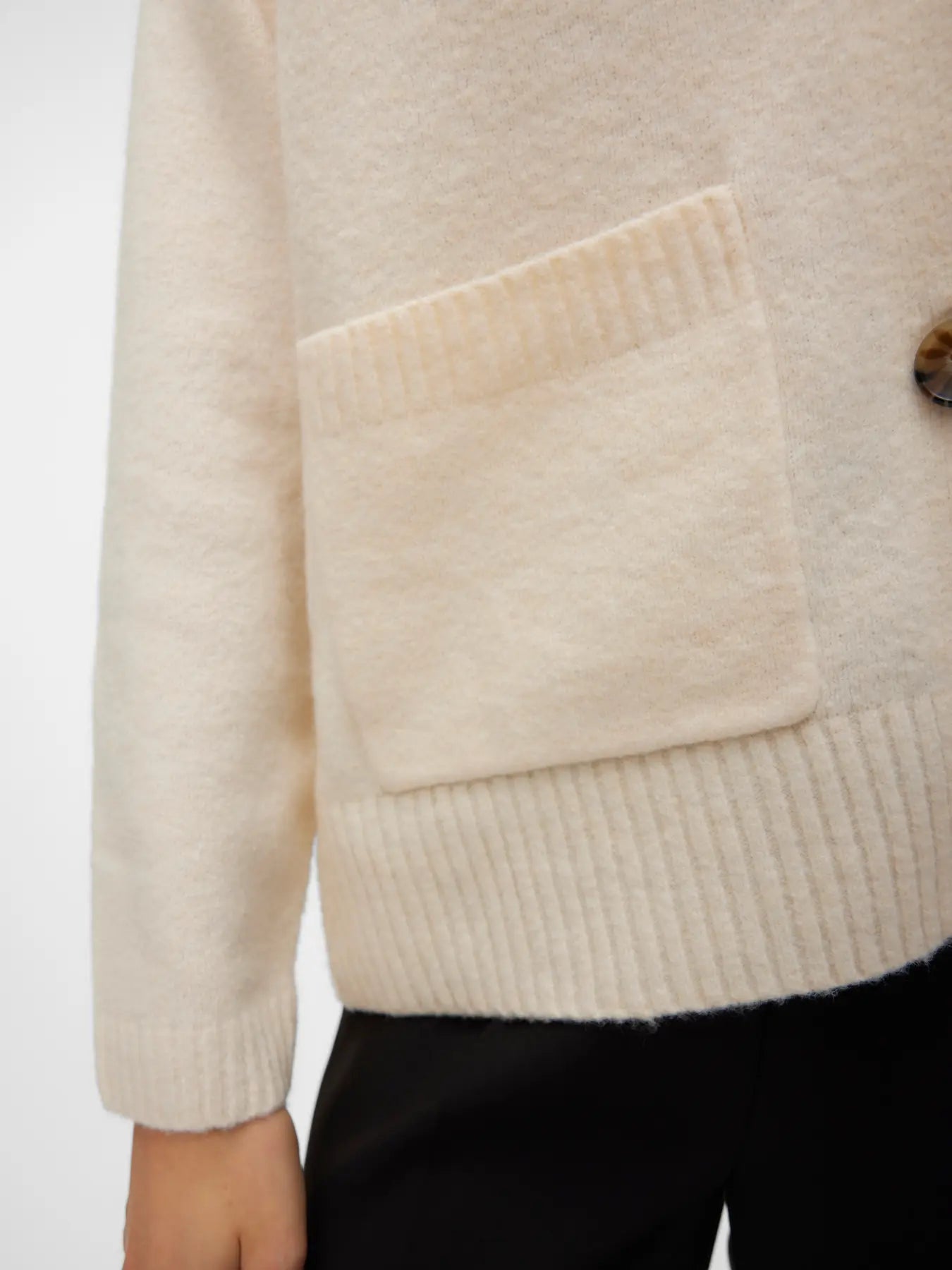 VMBOOM LS V-NECK BUTTON CARDIGAN BIRCH