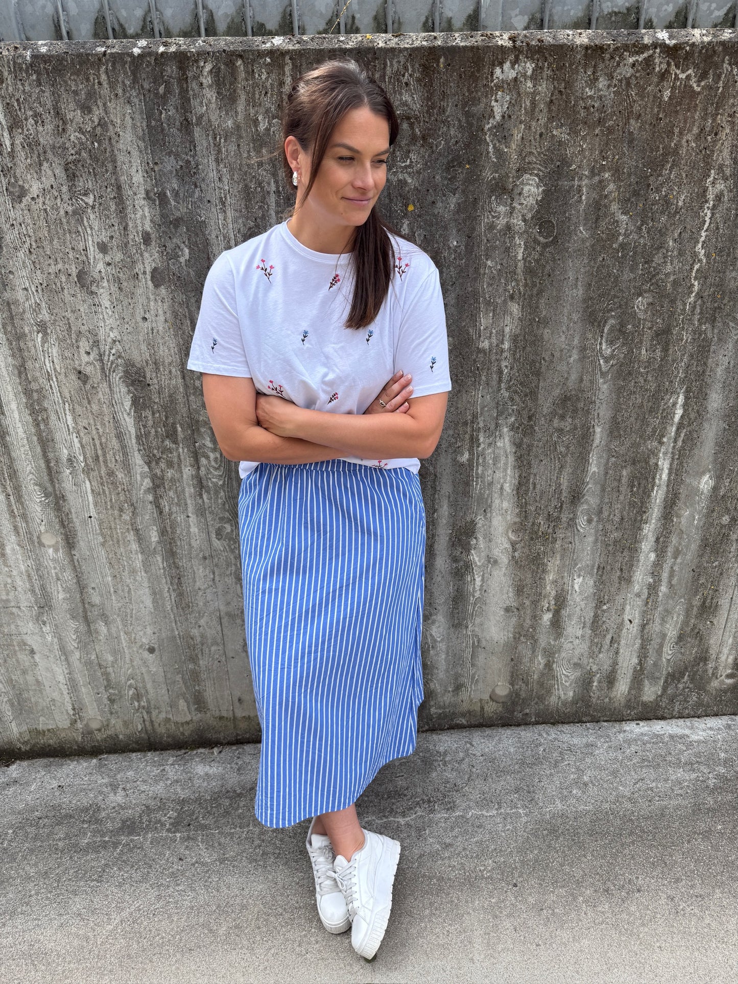 PGRUNA STRIPED MIDI SKIRT
