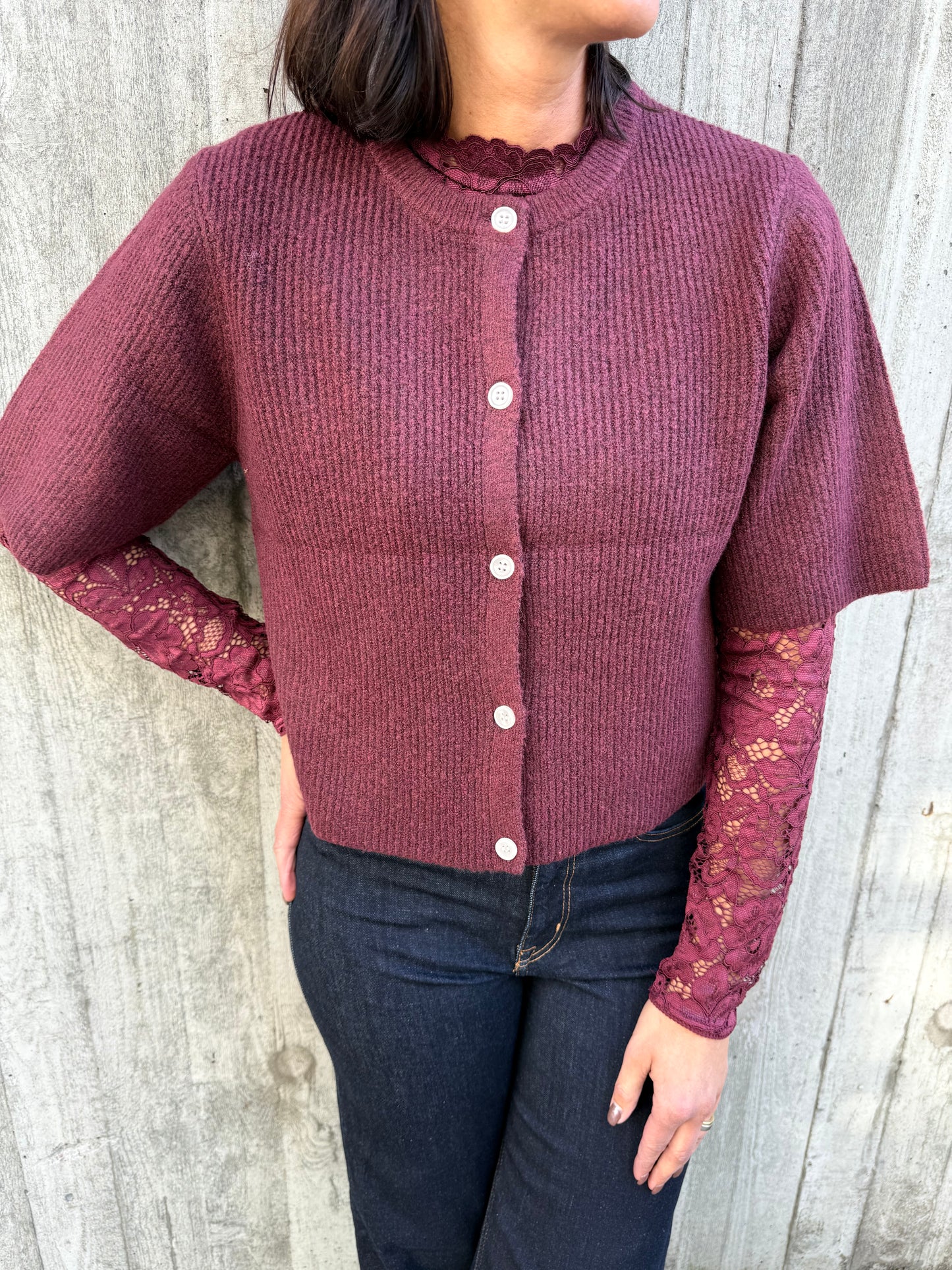 PCSILLY SS O-NECK KNIT CARDIGAN TAWNY PORT