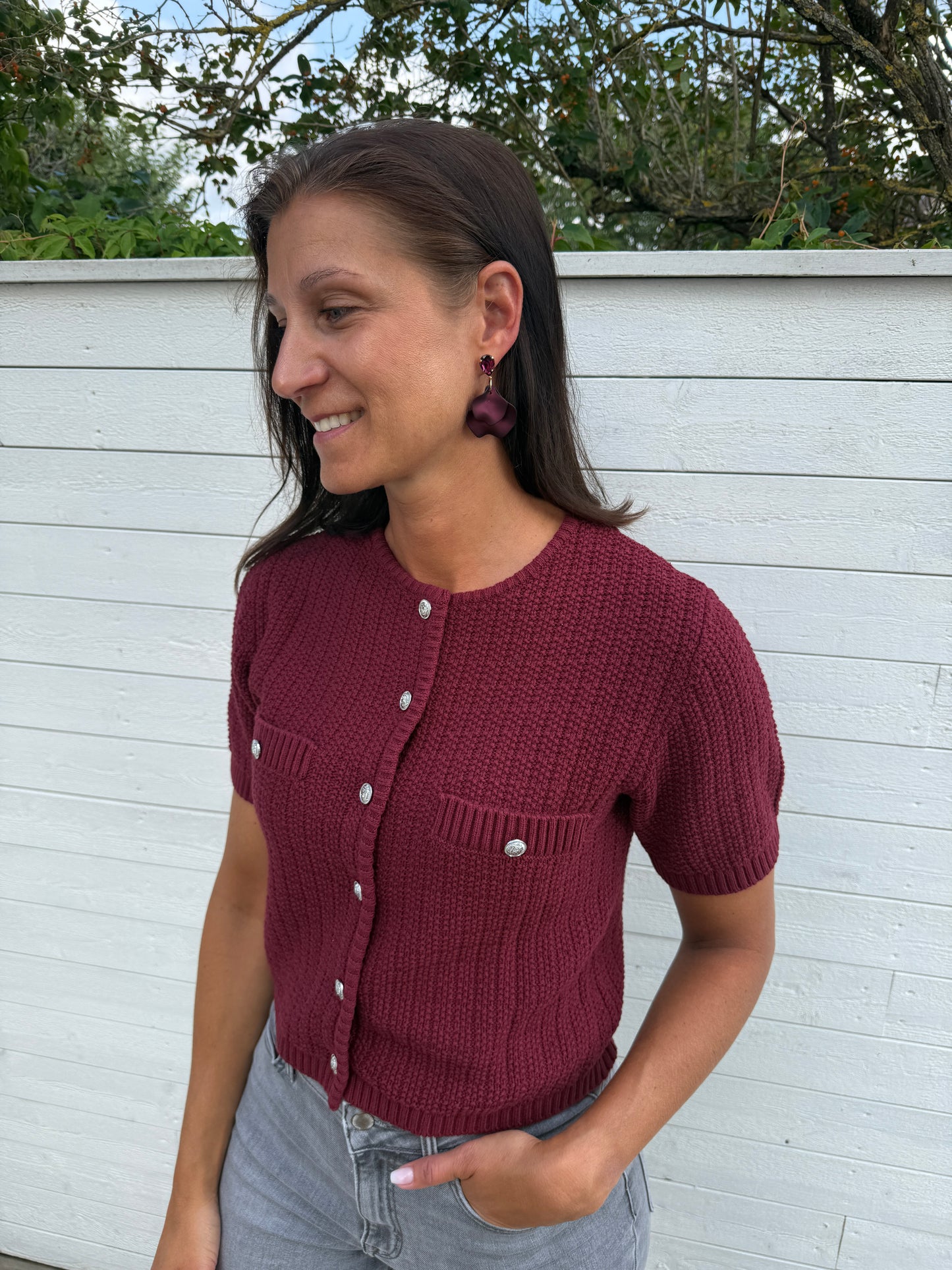 ONLKIEL S/S BUTTON CARD CABERNET