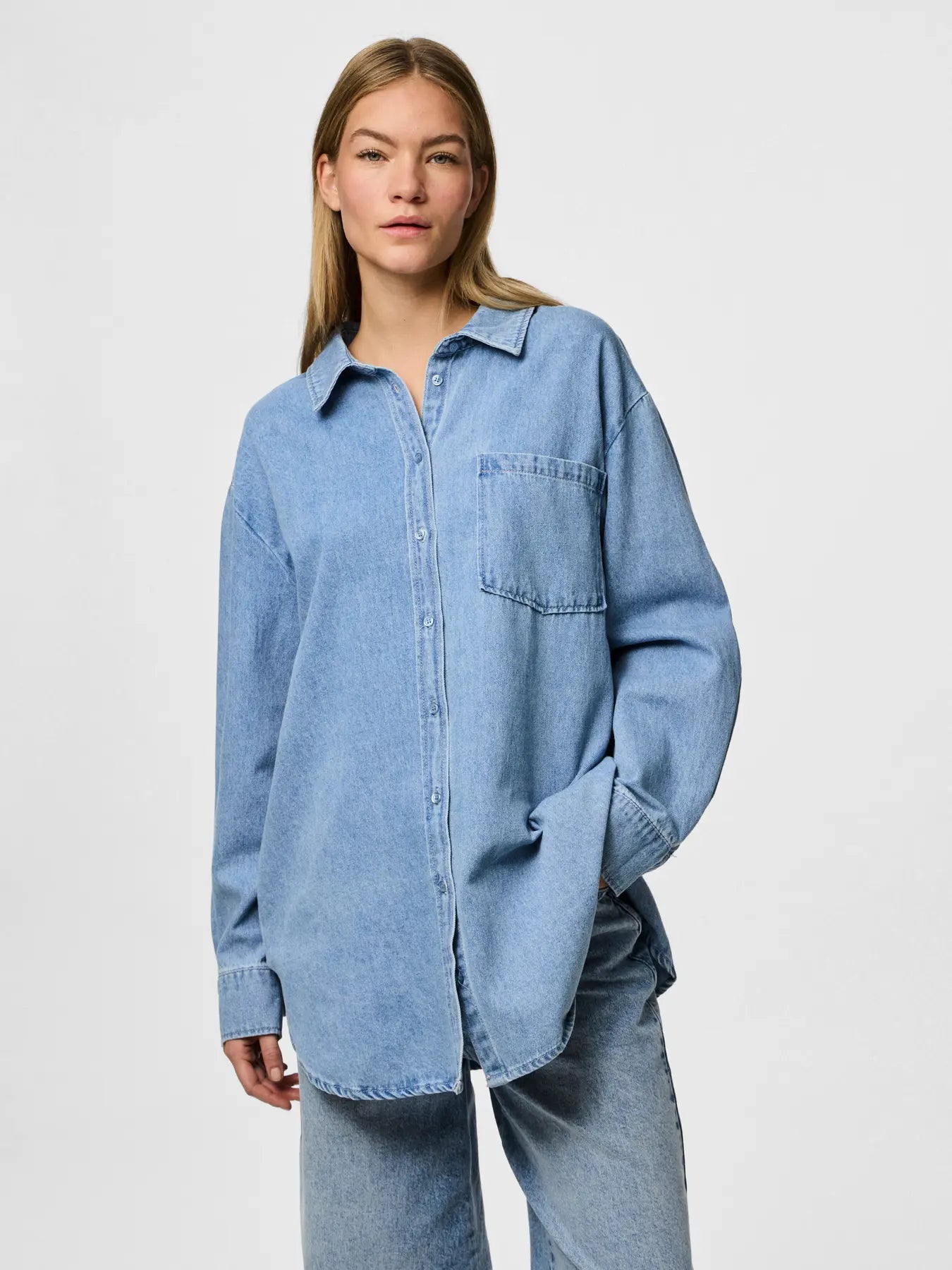 PCMAISIE LS DENIM SHIRT LBD