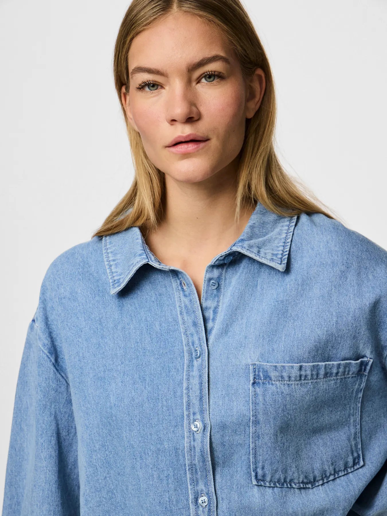 PCMAISIE LS DENIM SHIRT LBD