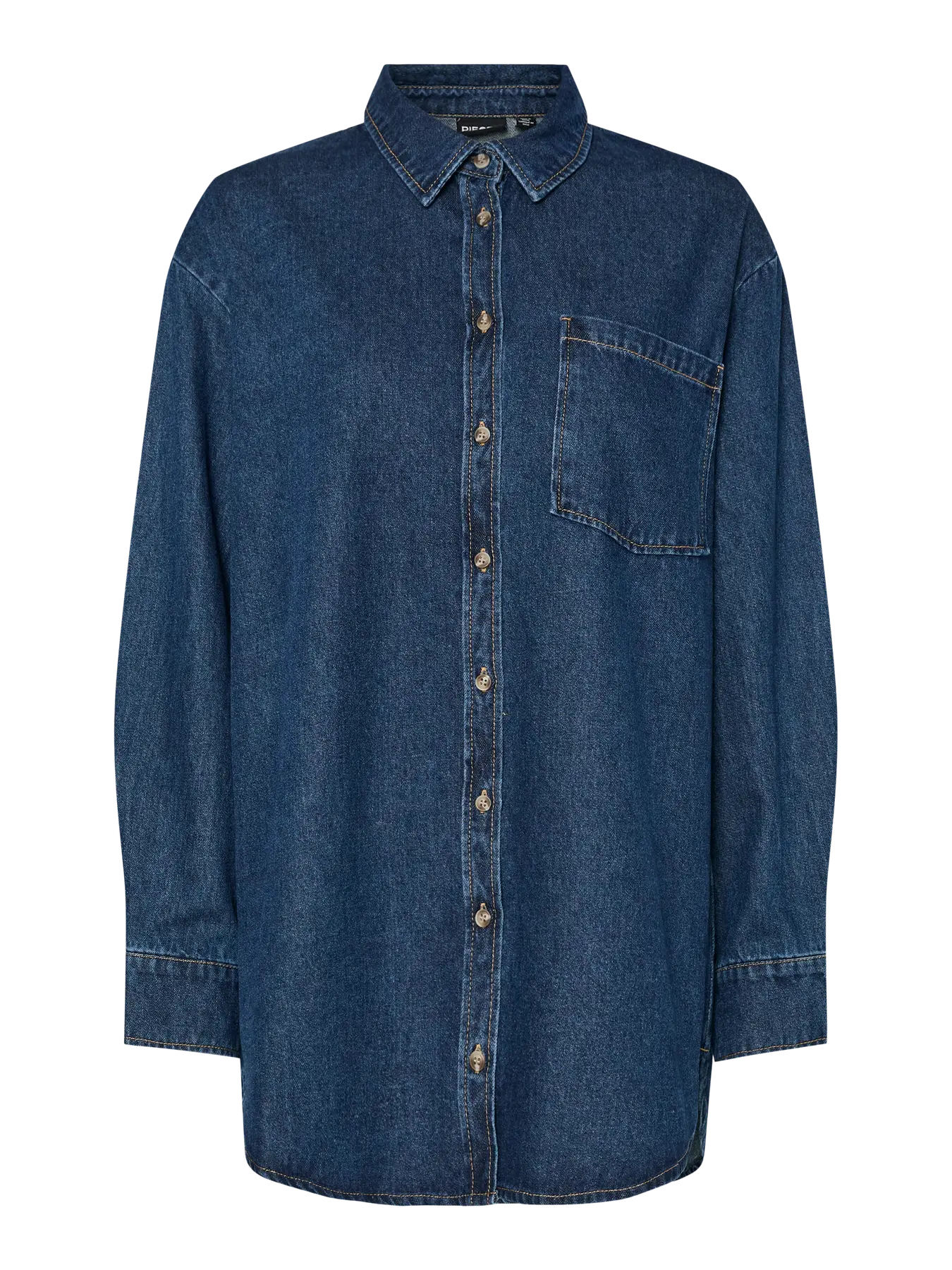 PCMAISIE LS DENIM SHIRT DARK BLUE