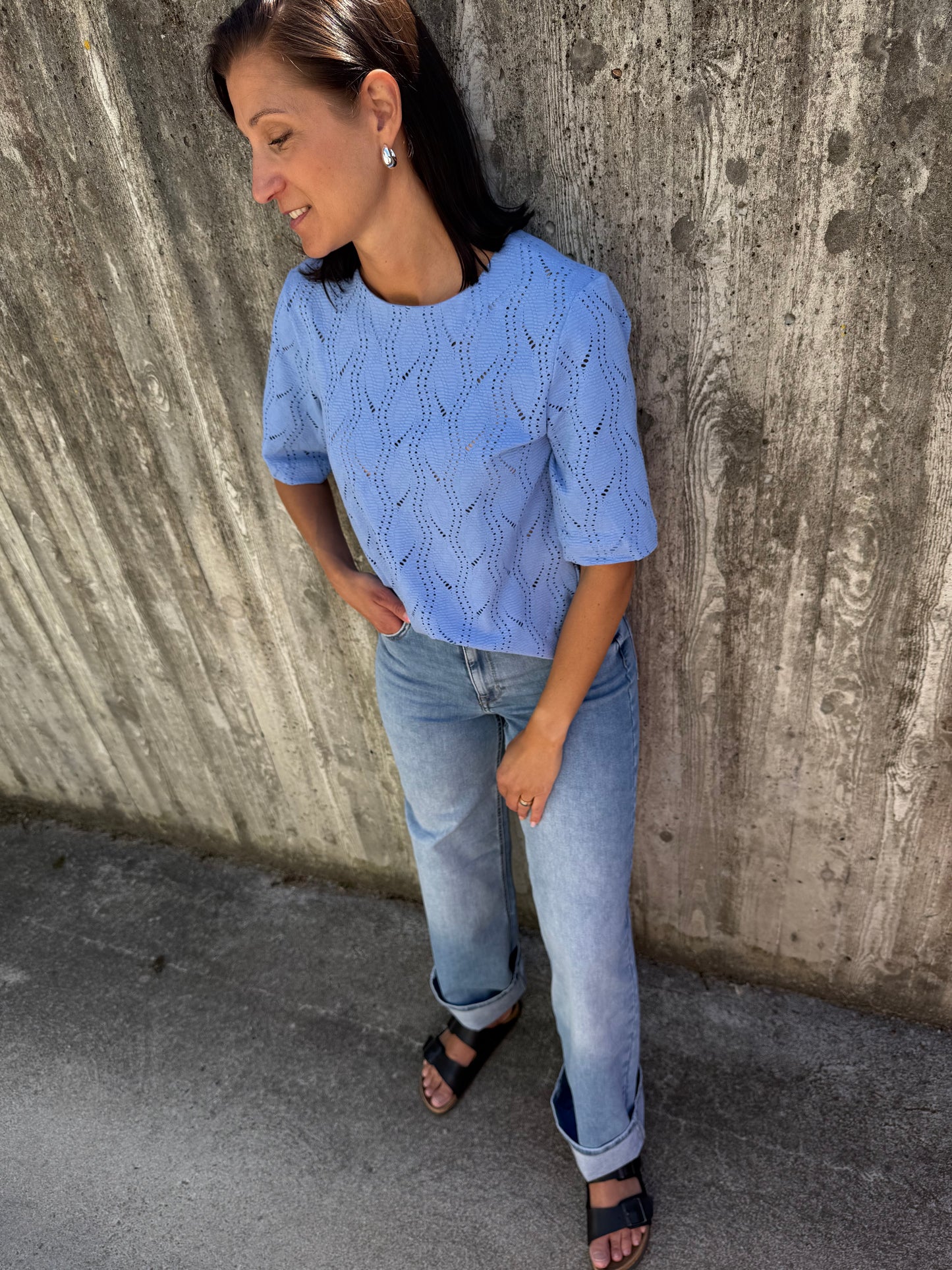 OBJAVA 2/4 LO O-NECK TOP BLUE