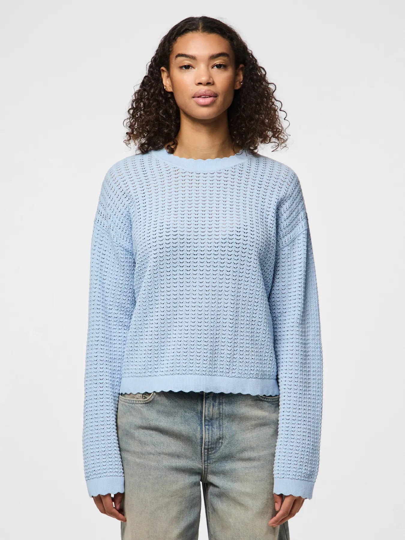 PCSCOUT LS O-NECK KNIT LIGHT BLUE