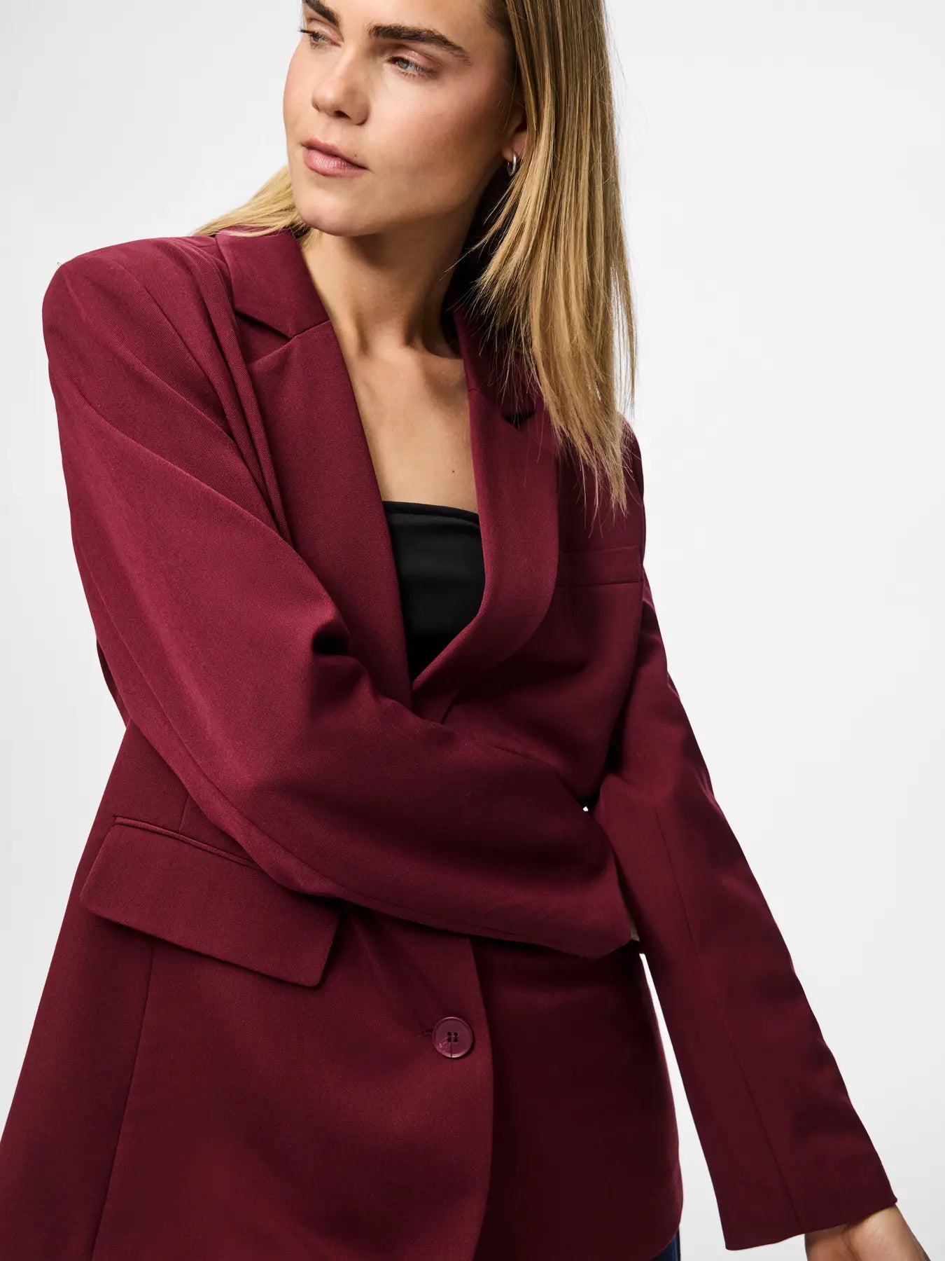 PCKAMIL LS LOOSE BLAZER TAWNY PORT