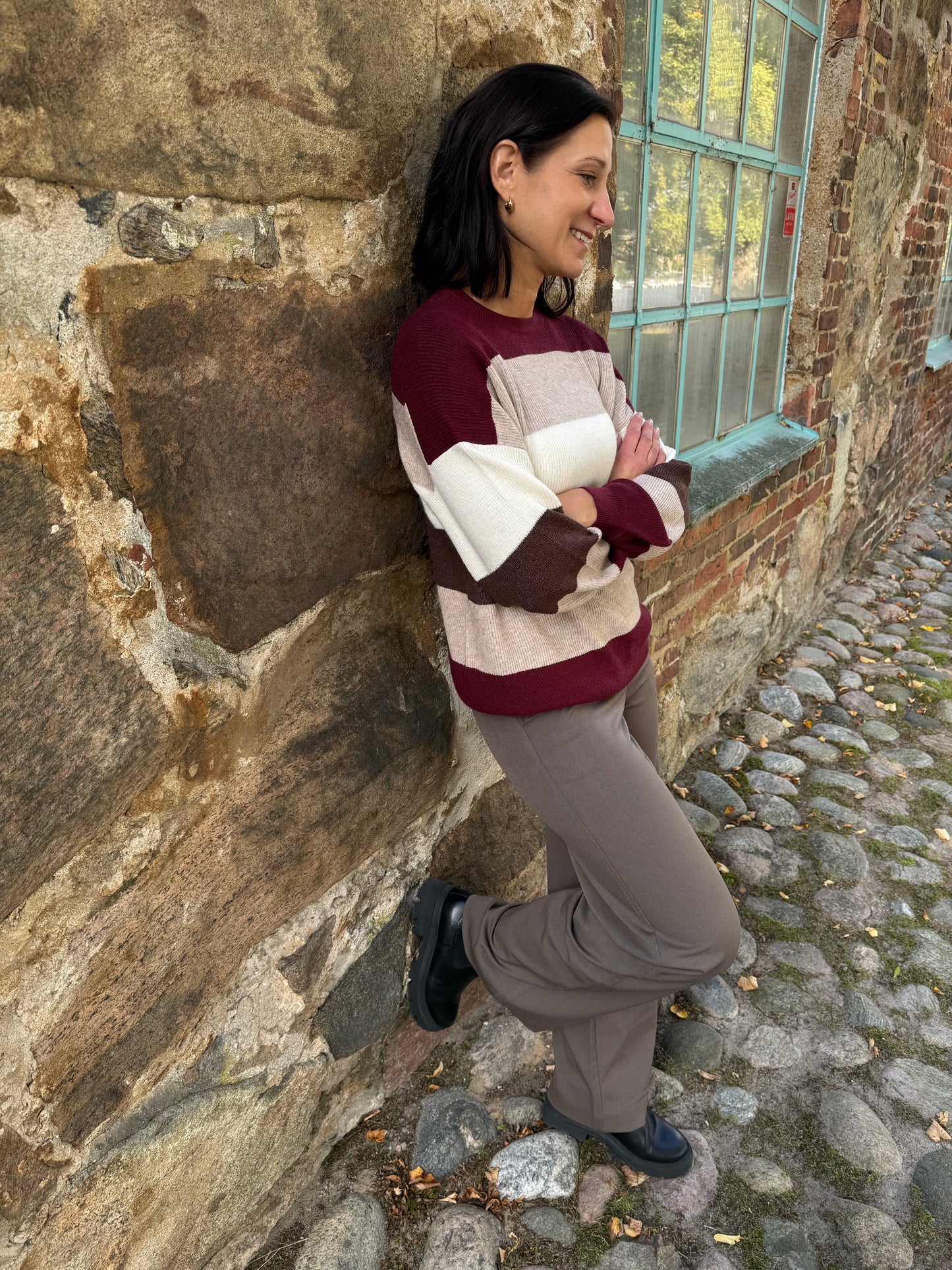 ONLATIA L/S STRIPE PULLOVER ZINFANDEL