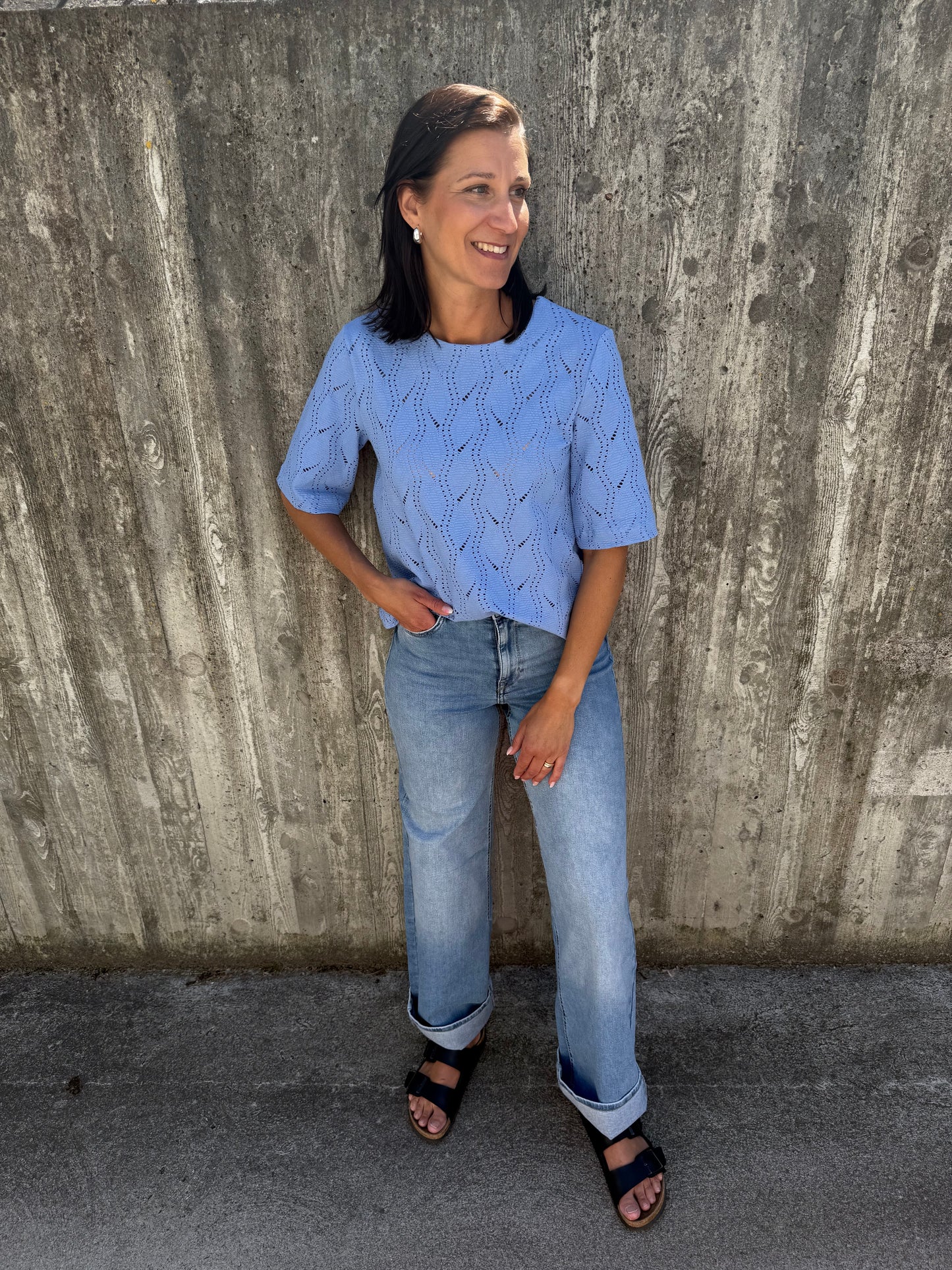OBJAVA 2/4 LO O-NECK TOP BLUE