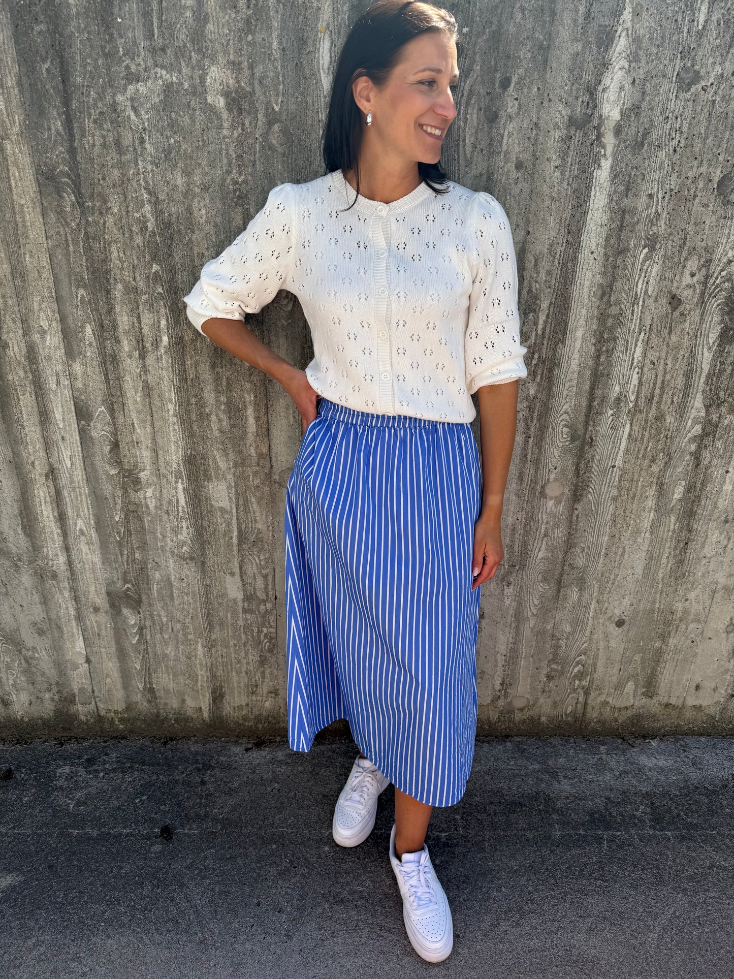 PGRUNA STRIPED MIDI SKIRT