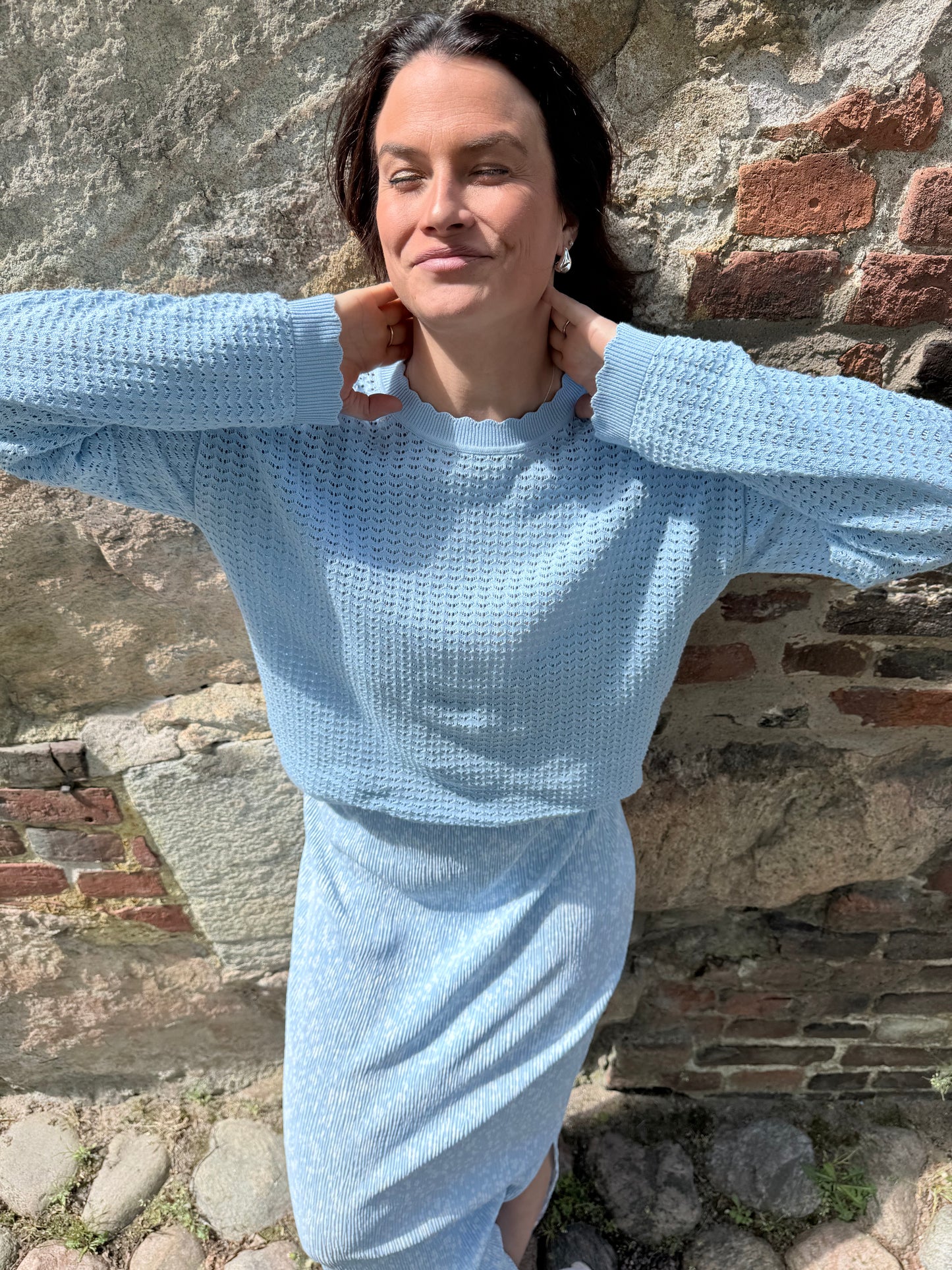PCSCOUT LS O-NECK KNIT LIGHT BLUE
