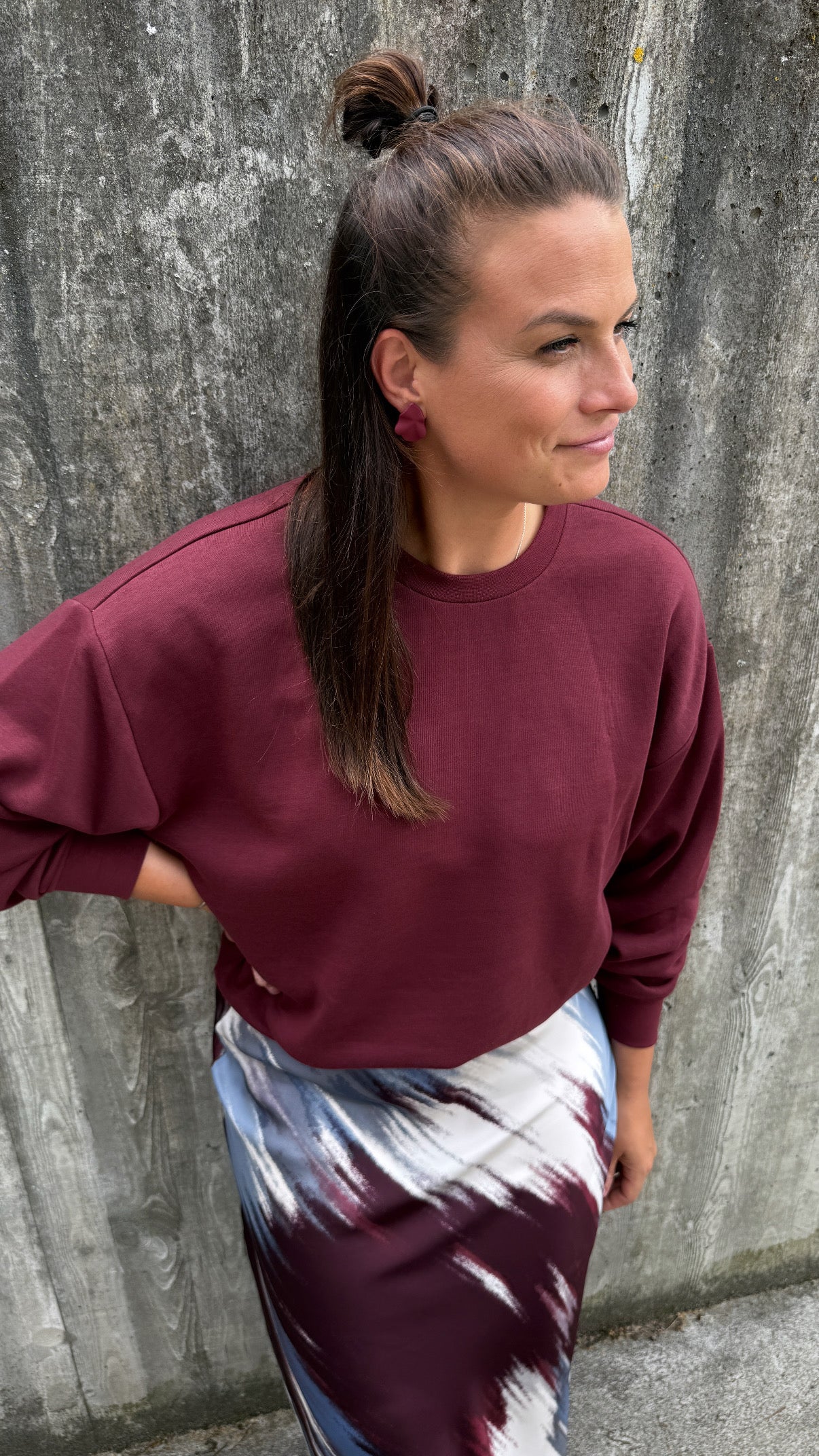 PCCHILLI LS LOOSE SWEAT TAWNY PORT