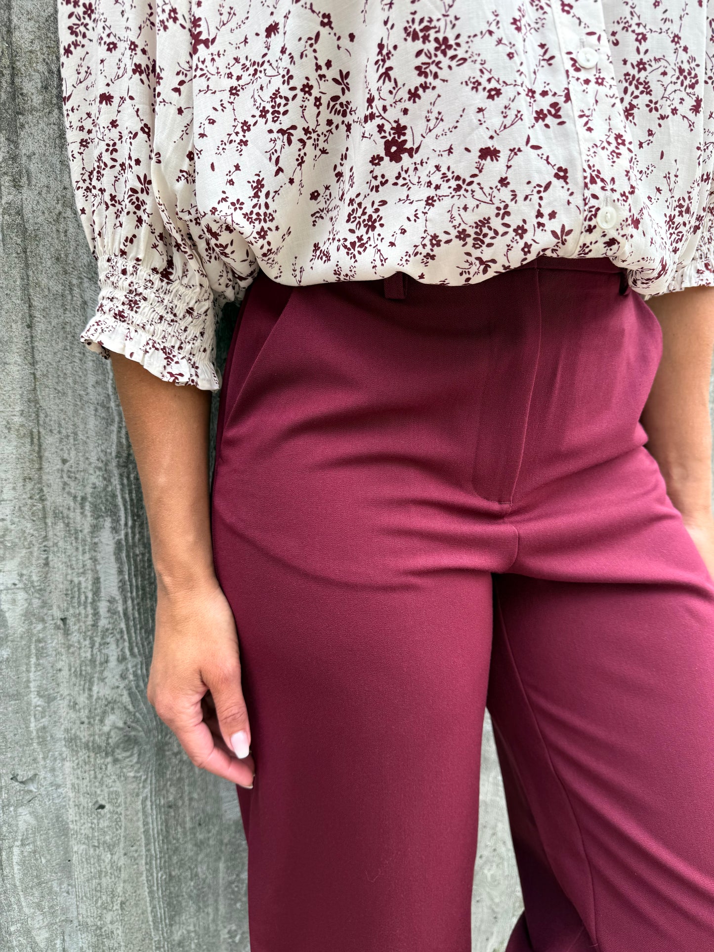 PCKAMIL HW WIDE PANT TAWNY PORT