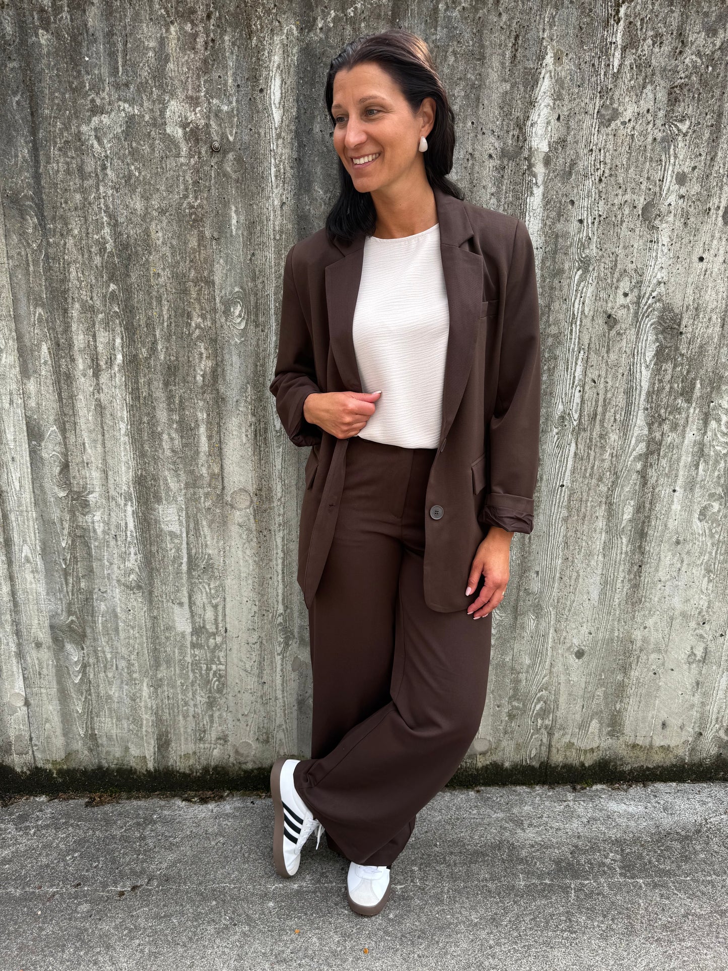 PCKAMIL LS LOOSE BLAZER HOT FUDGE