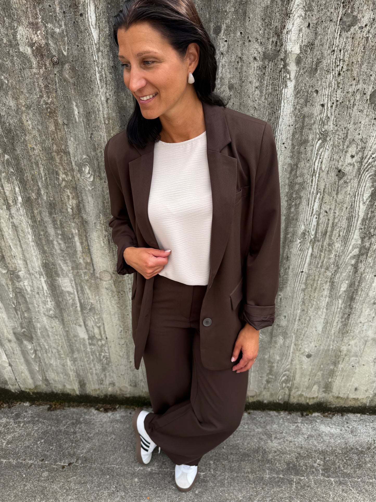 PCKAMIL LS LOOSE BLAZER HOT FUDGE