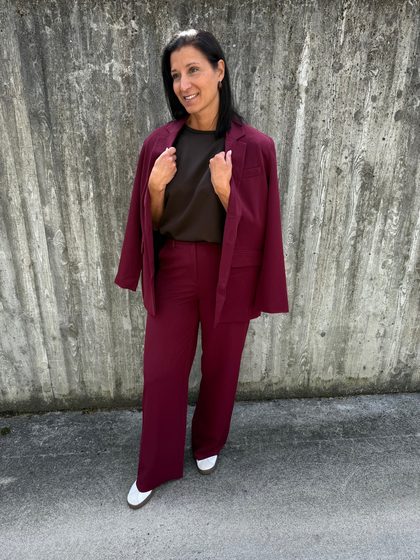 PCKAMIL LS LOOSE BLAZER TAWNY PORT