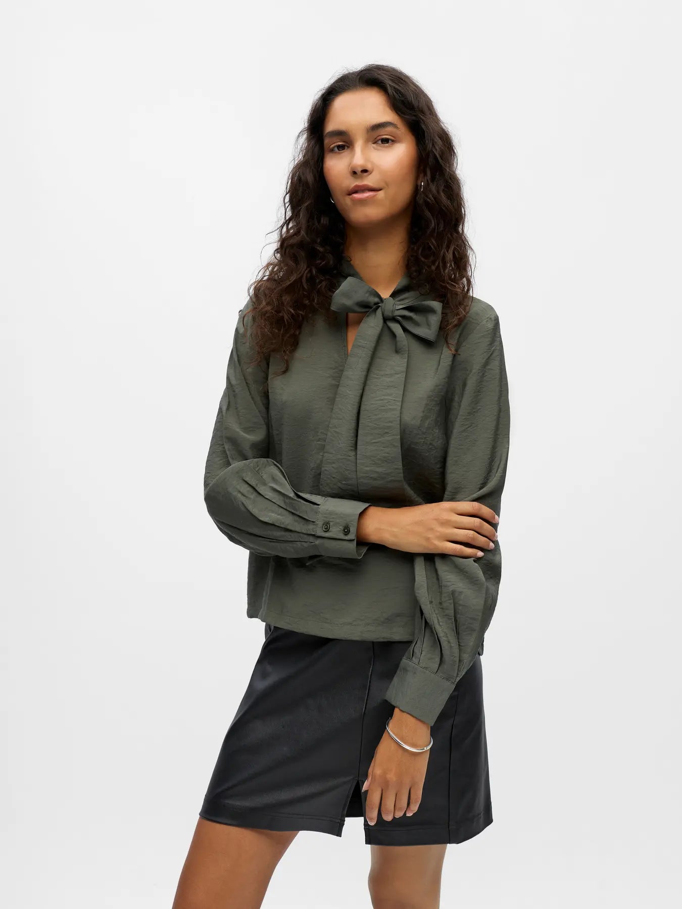 OBJJACIRA L/S BOW SHIRT KAMBABA