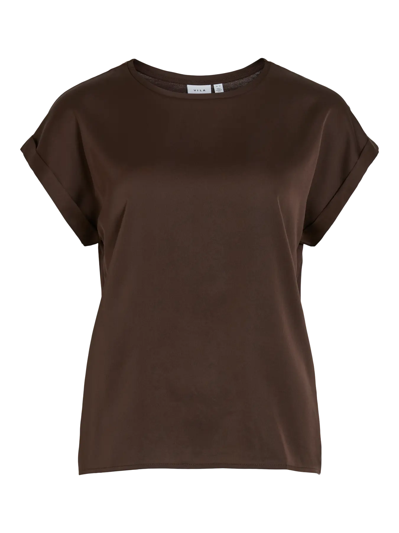 VIELLETTE S/S SATIN TOP COFFEE BEAN
