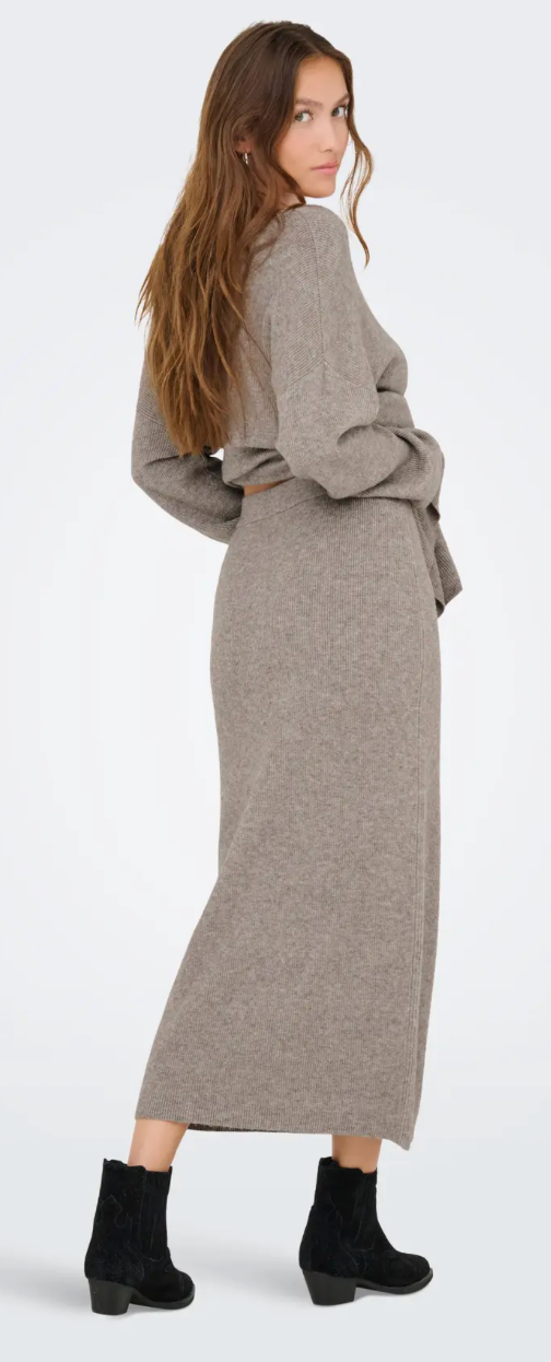 ONLIBI RIB BUTTON SKIRT BEIGE
