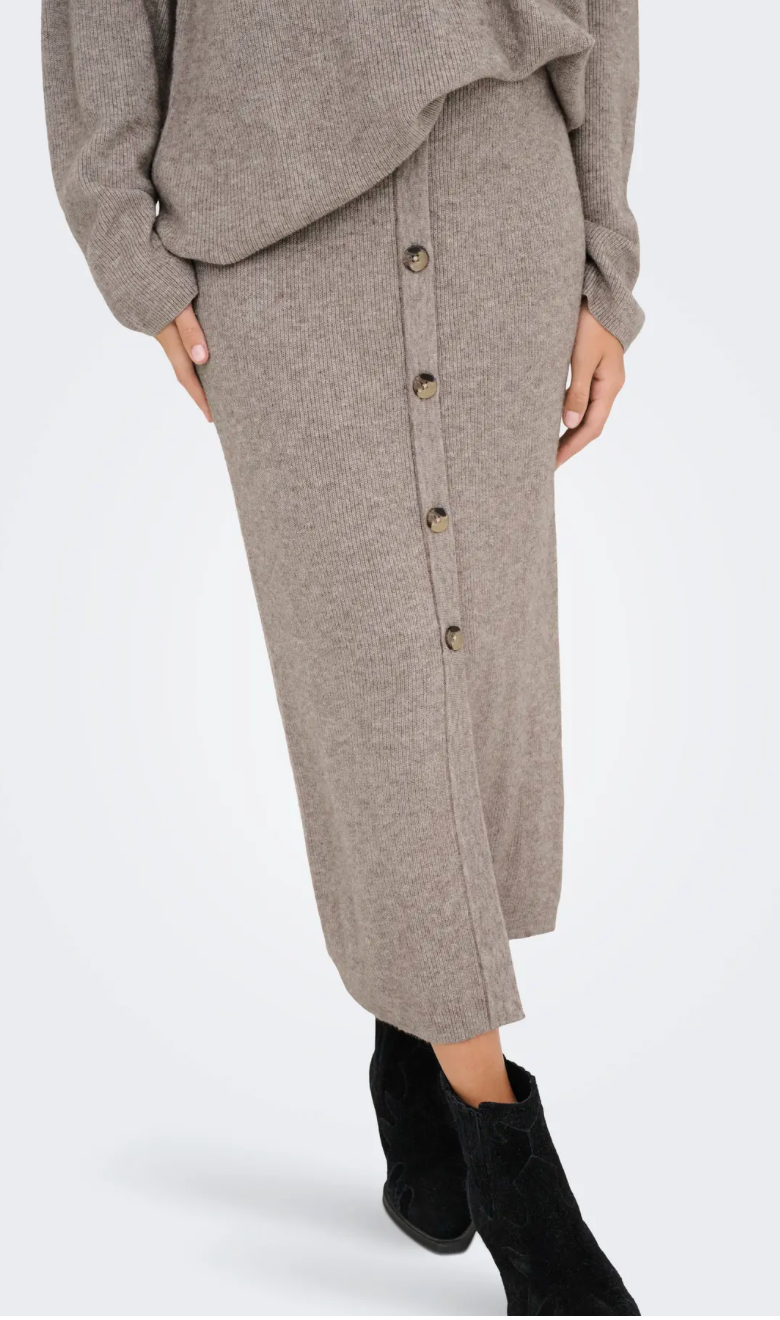 ONLIBI RIB BUTTON SKIRT BEIGE