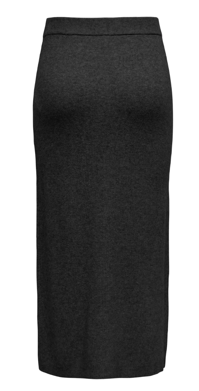 ONLIBI RIB BUTTON SKIRT BLACK