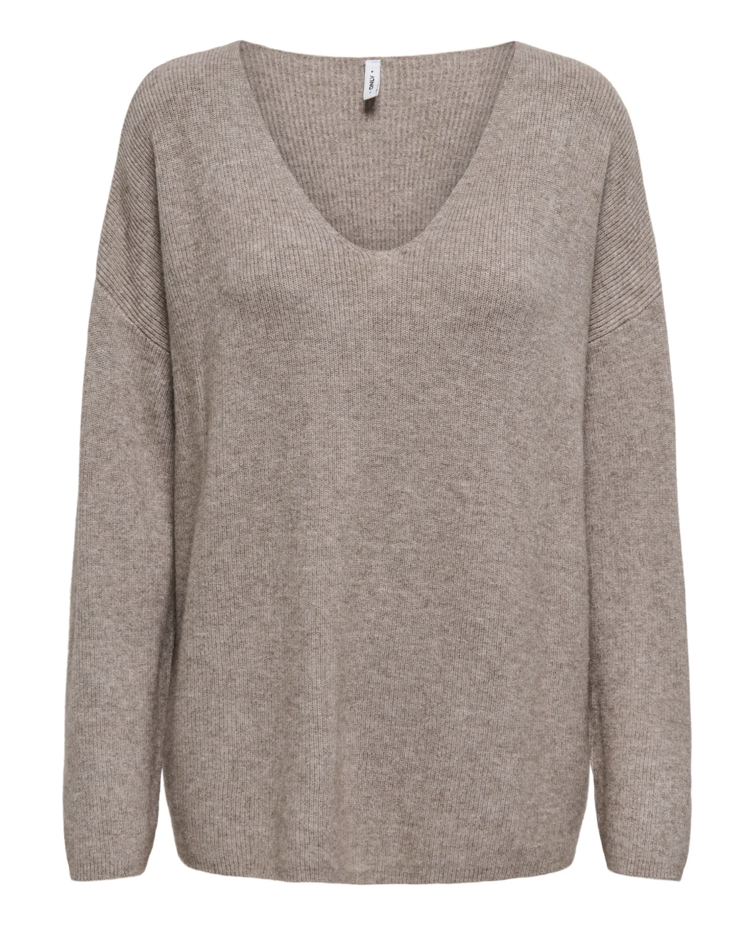 ONLIBI LS RIB LOOSE V-NECK BEIGE