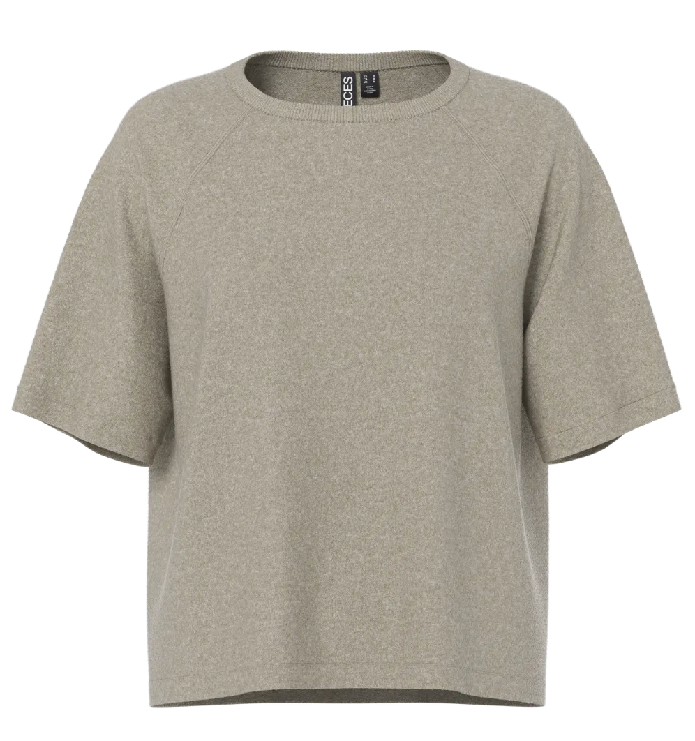 PCBREE SS O-NECK KNIT BEIGE
