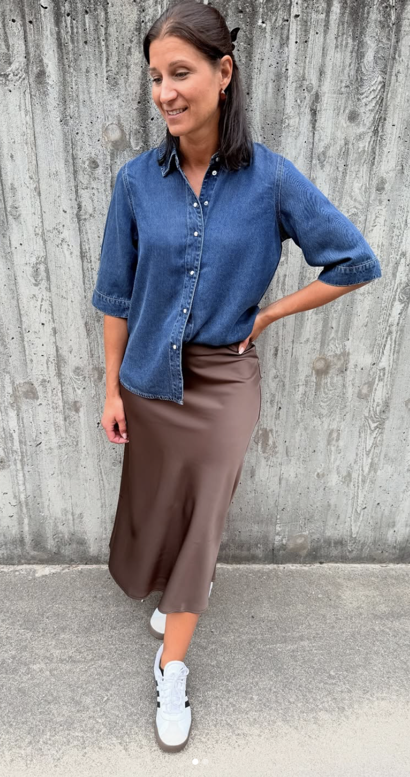 OBJFRAME 2/4 RE DENIM TOP DARK BLUE RINSE
