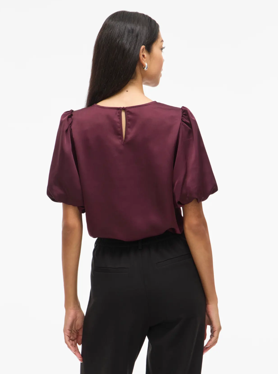 VIELLETTE 2/4 SATIN PUFF TOP FIG