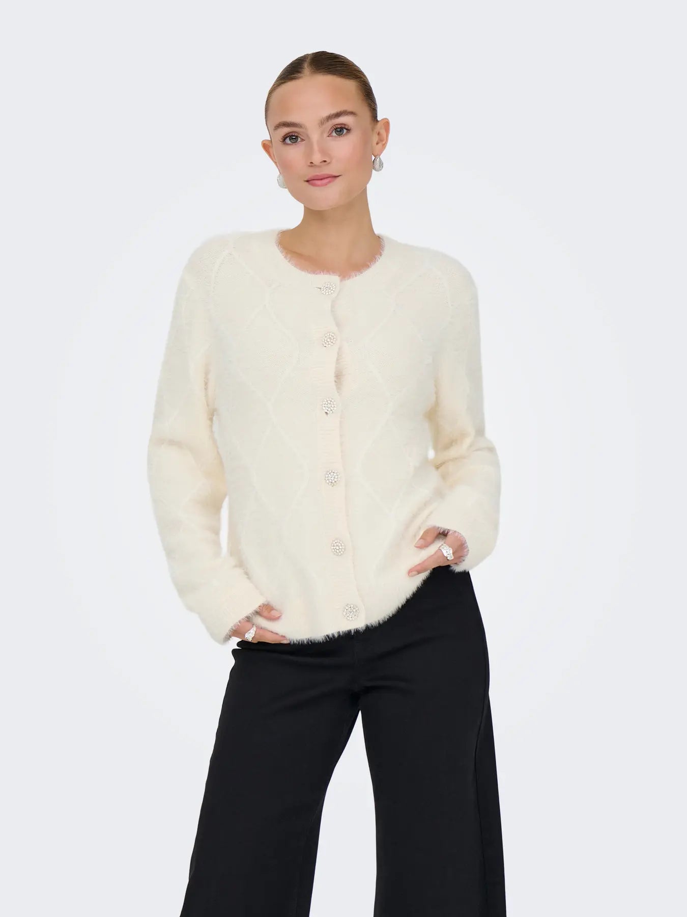 JDYJAYLA L/S O-NECK CARDIGAN ECRU