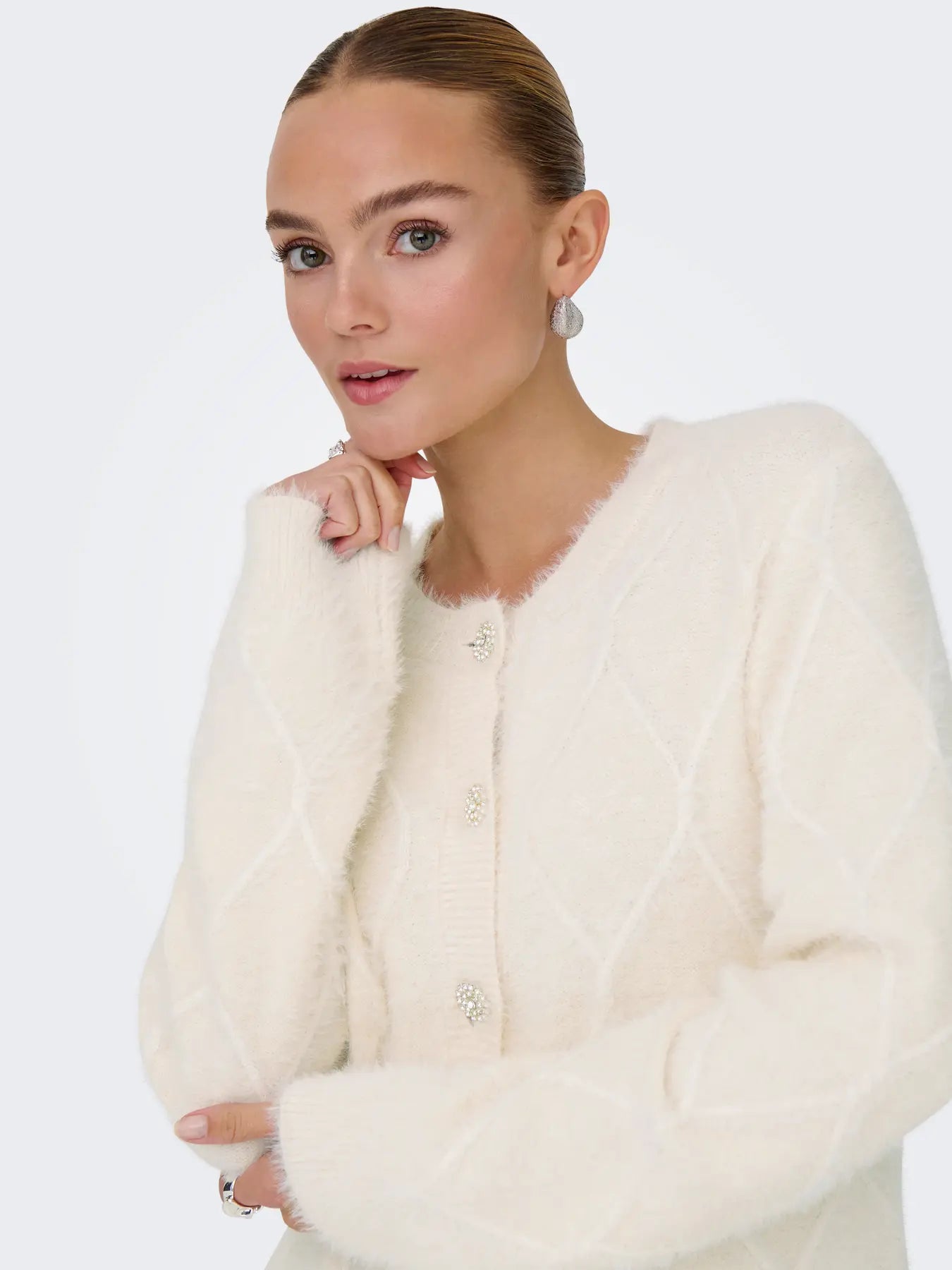 JDYJAYLA L/S O-NECK CARDIGAN ECRU