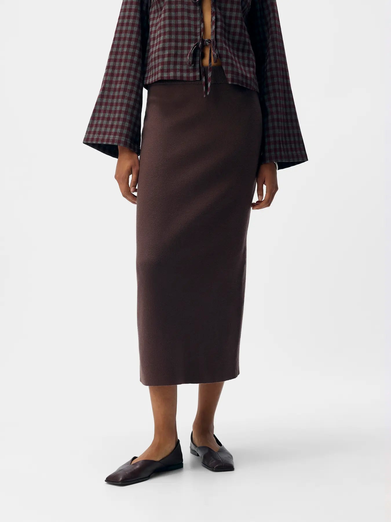 OBJREYNARD HW KNIT SKIRT SEAL BROWN