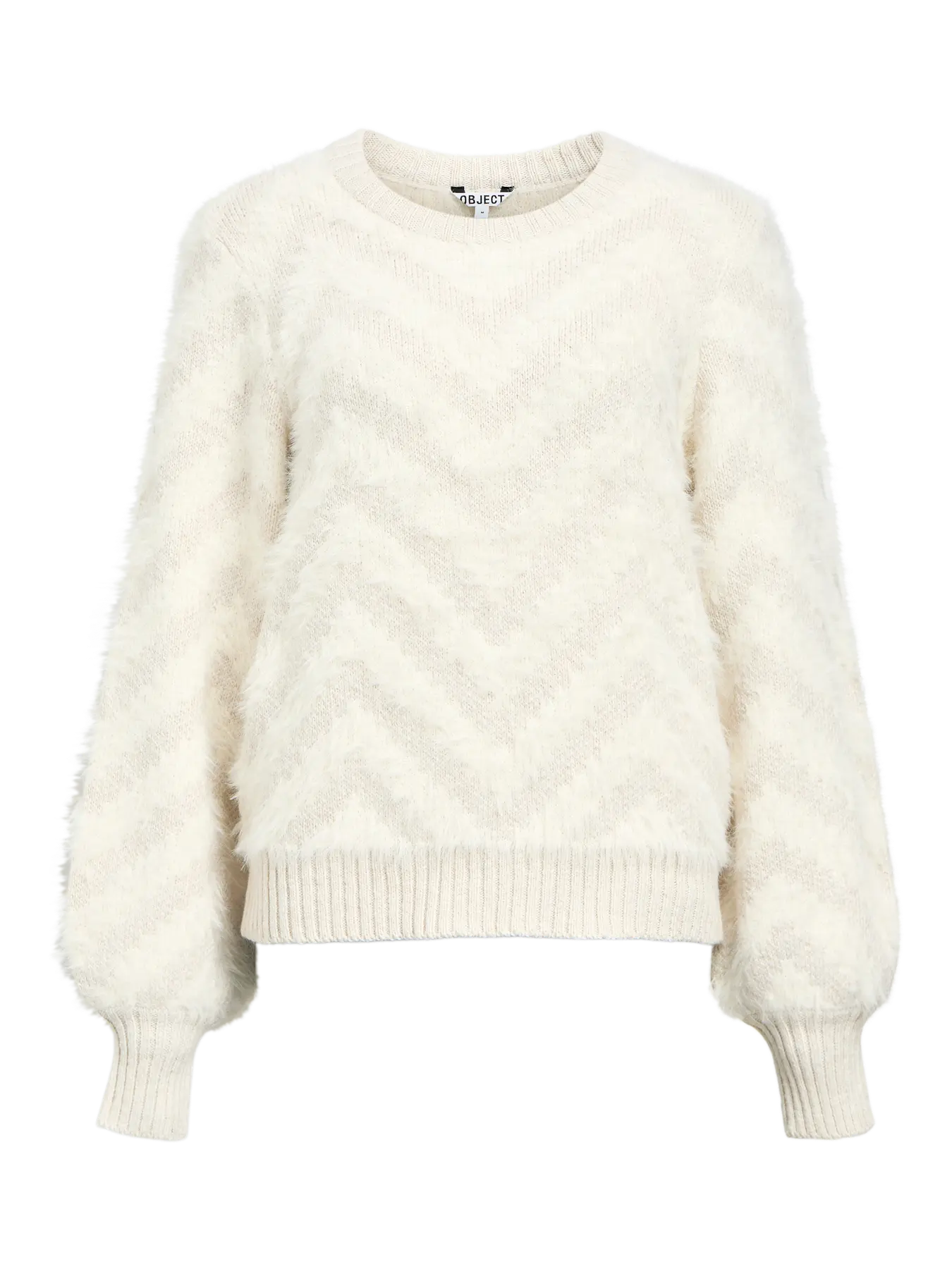 OBJHOLLOW L/S KNIT PULLOVER WHITE SAND