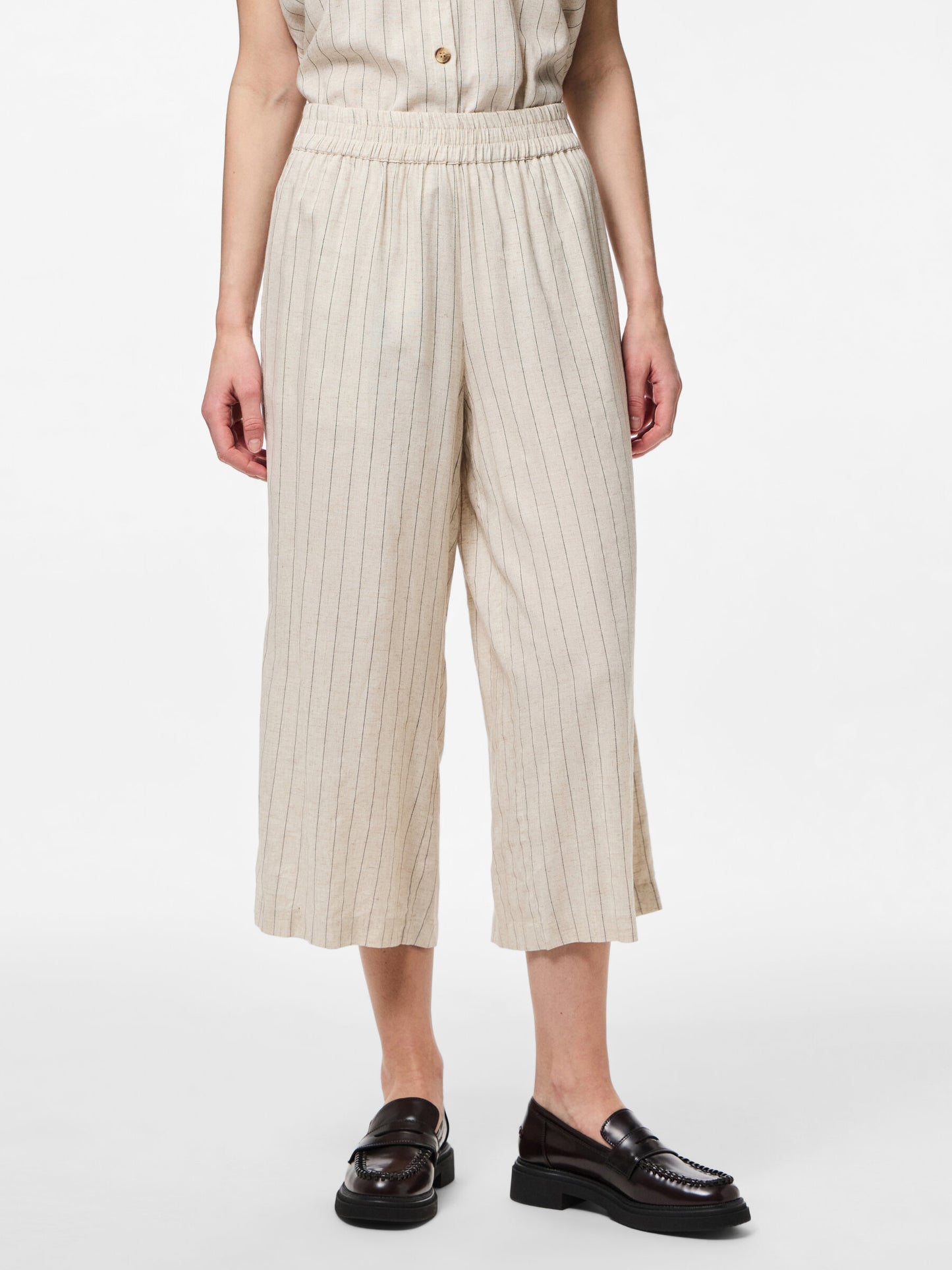 PCPIA HW WIDE CULOTTE BEIGE M. SVARTA RÄNDER