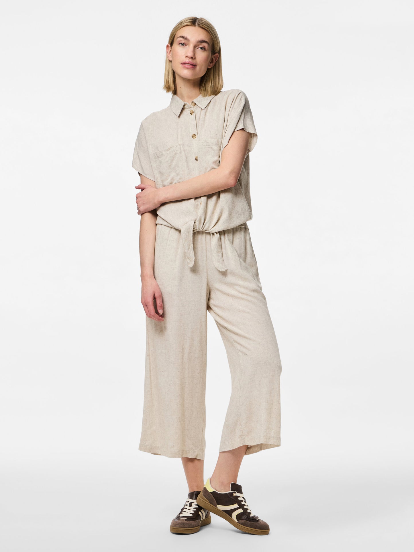 PCPIA SS TIE SHIRT BEIGE