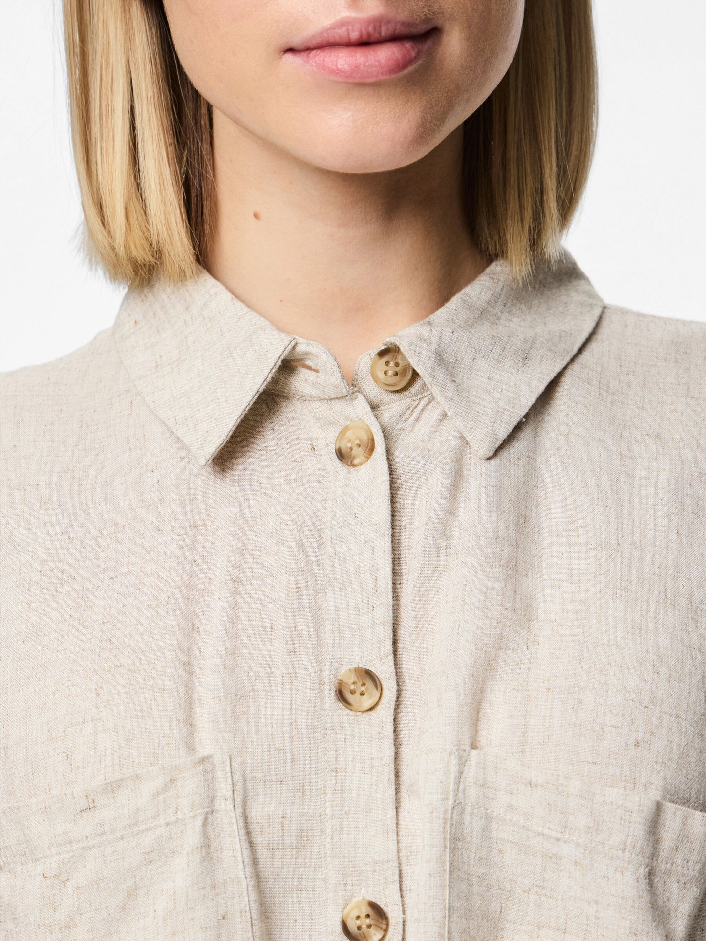 PCPIA SS TIE SHIRT BEIGE