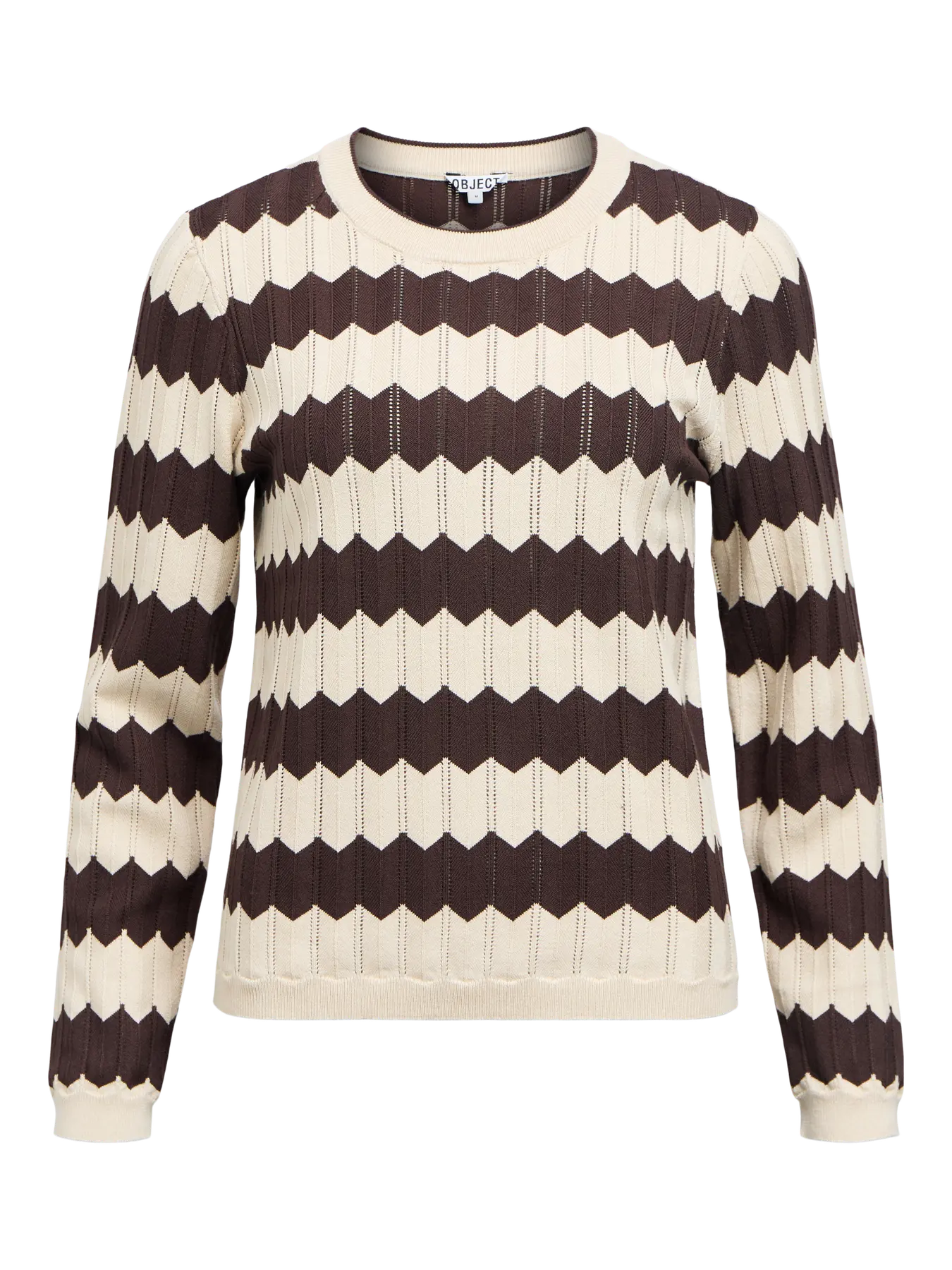 OBJEBBA L/S KNIT PULLOVER SEAL BROWN