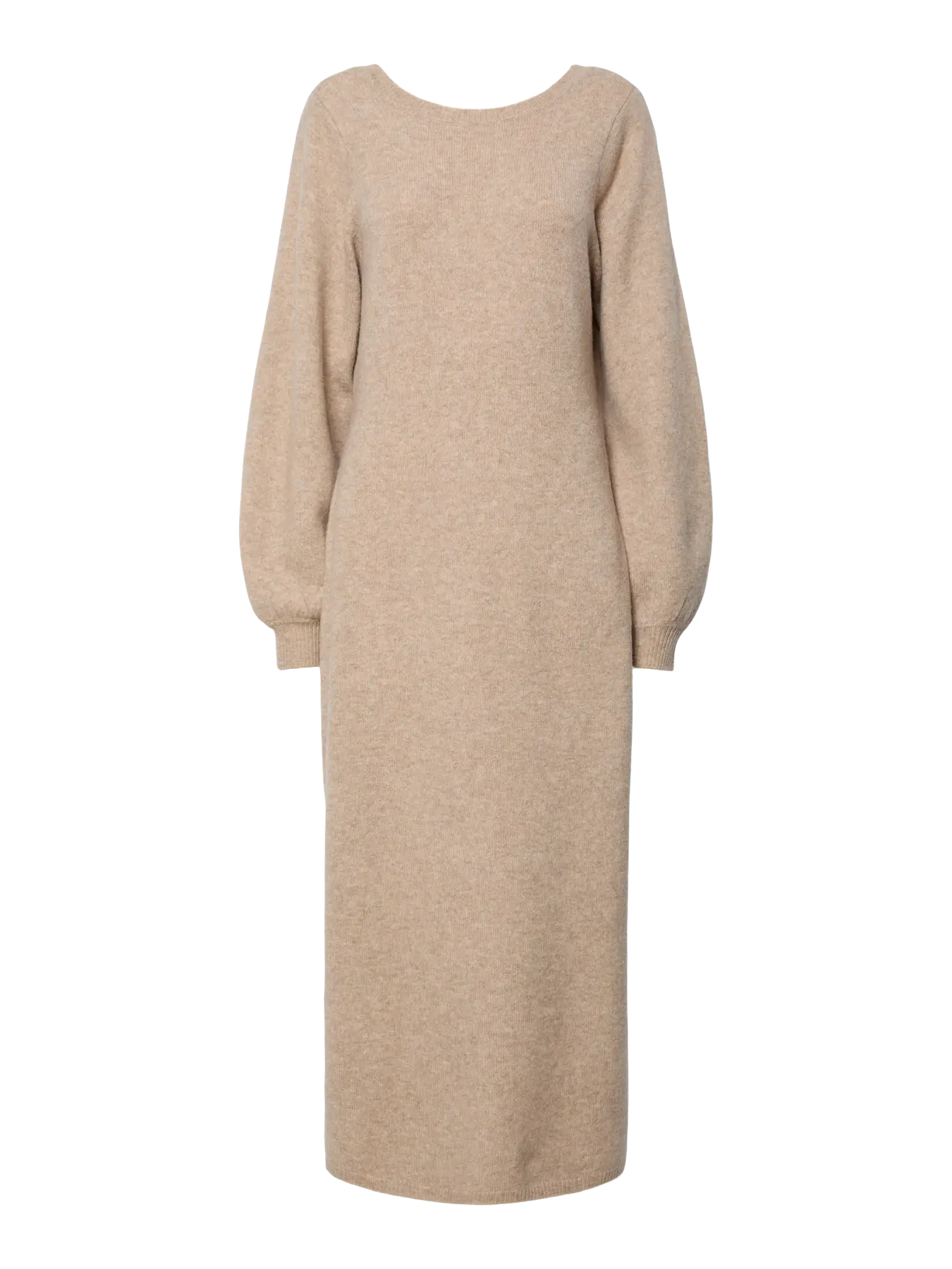 PCMARCELLO LS DEEP BACK KNIT DRESS BEIGE
