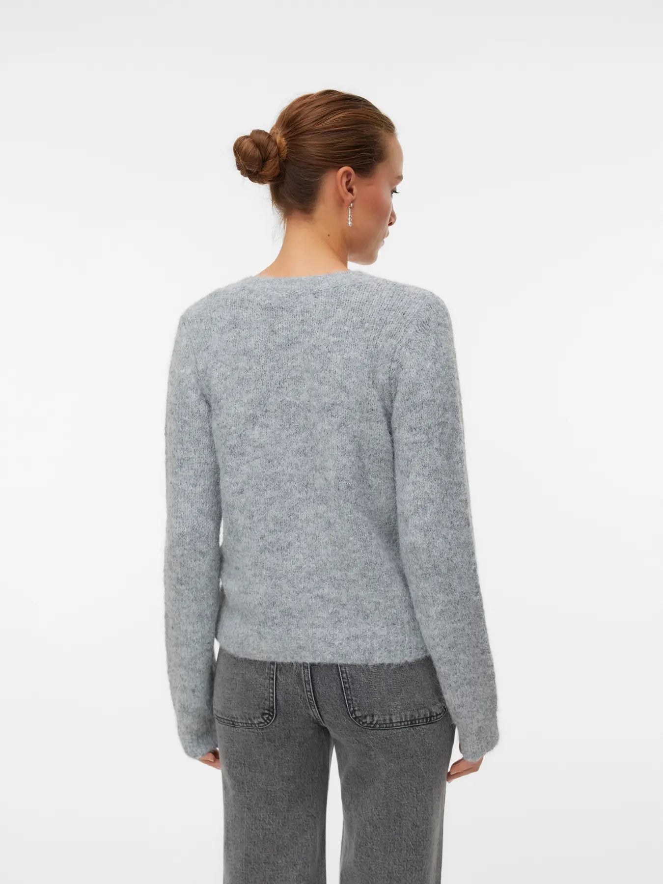 VMNOVAH LS O-NECK BUTTON CARDI MGM